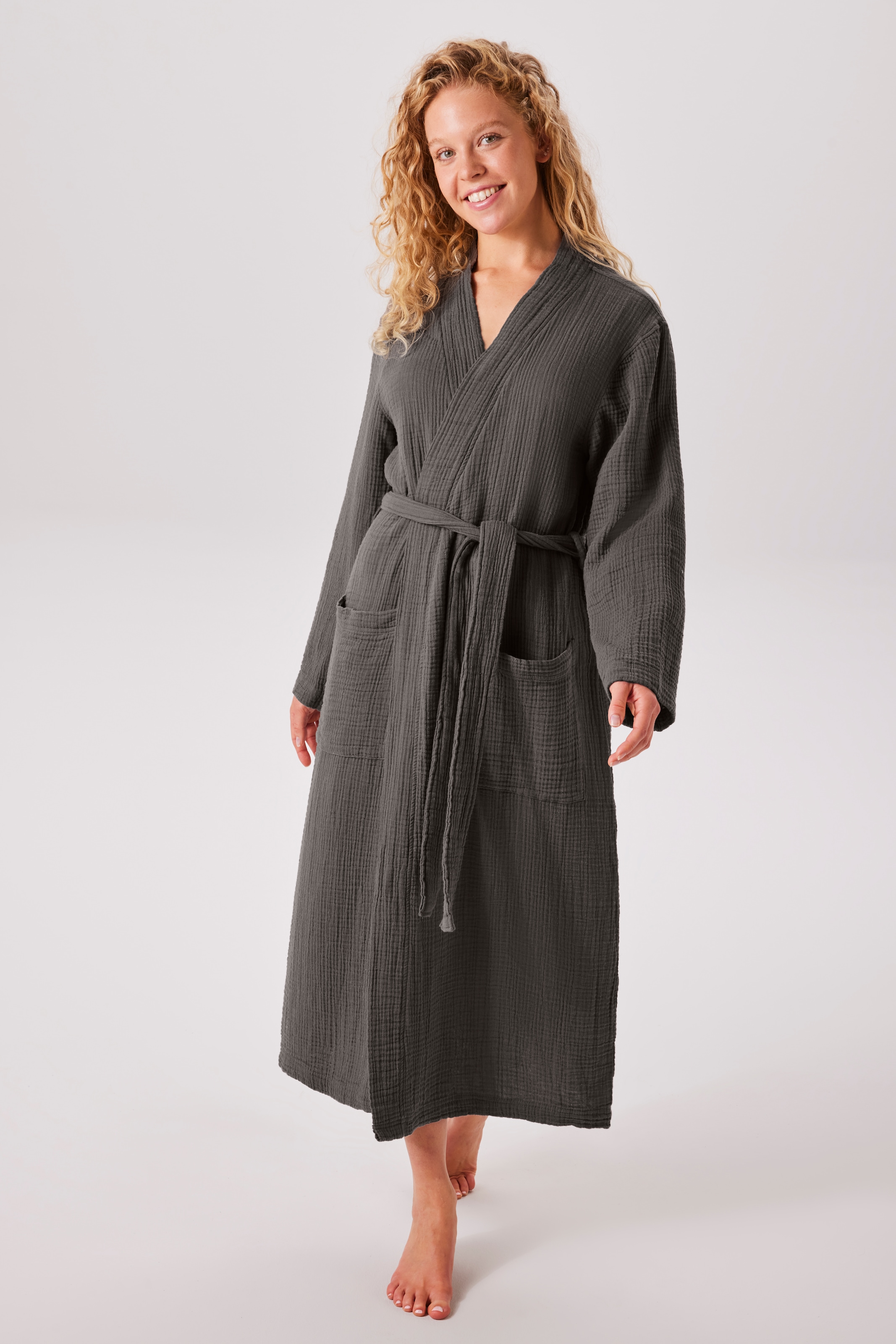 my home Bademantel "Juna Musselin, ideal für Sauna & Spa, Hotelbademantel, günstig online kaufen