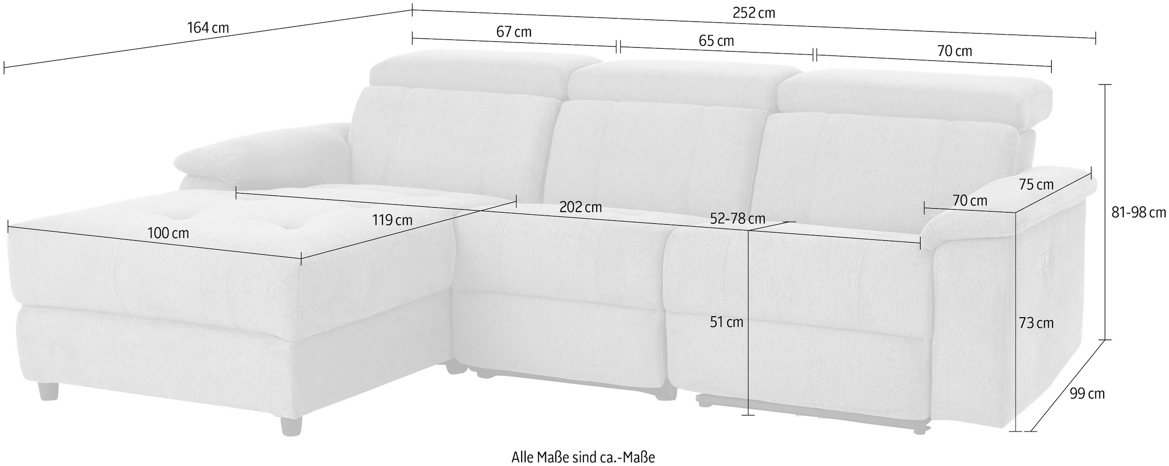 Home affaire Ecksofa »Binado, L-Form,« mit manueller oder elektrischer Relaxfunktion mit USB-Anschluss
