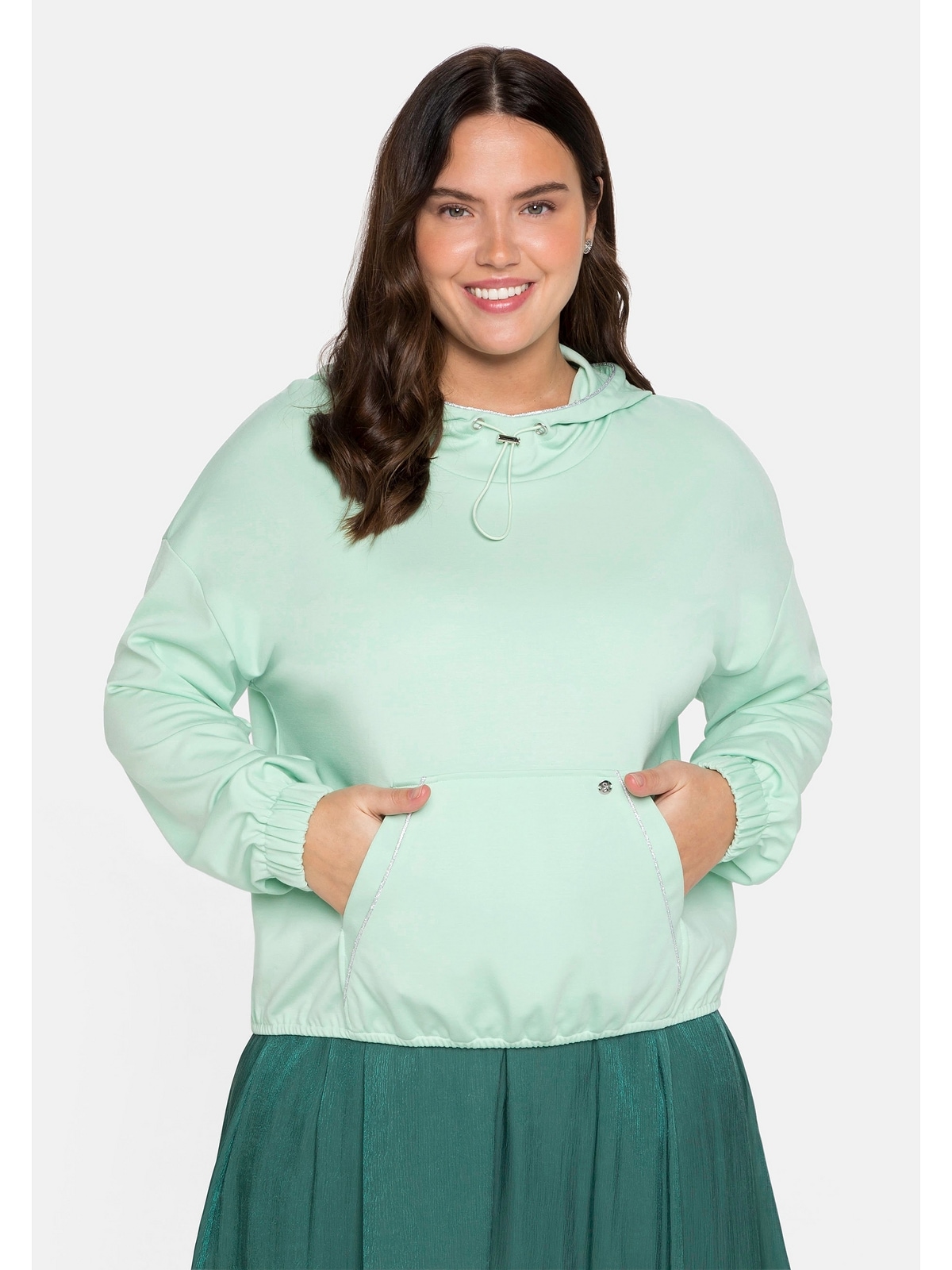 Sheego Langarmshirt »Große Größen« mit Kapuze und Kängurutasche