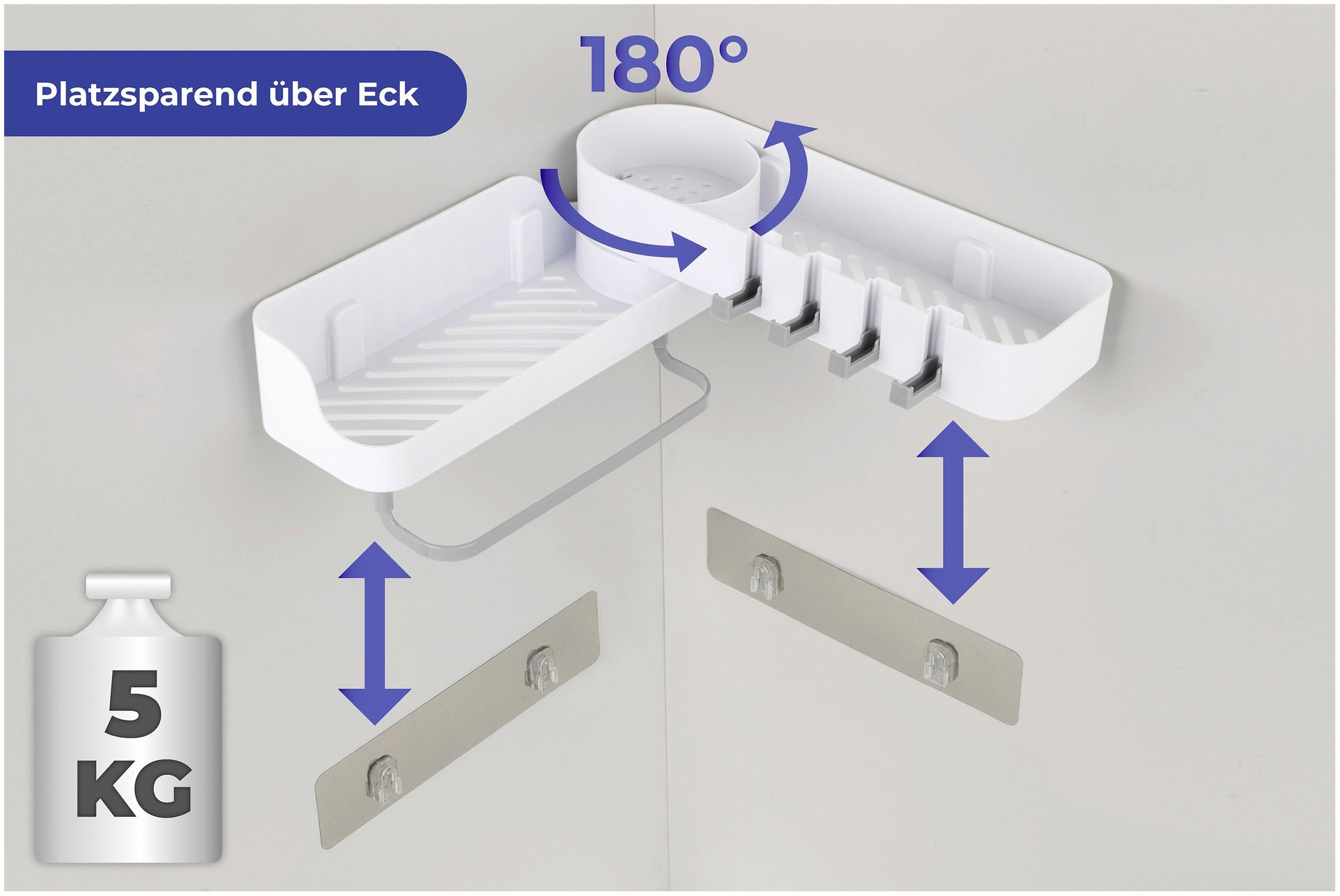 Maximex Badregal »Eck-Aufbewahrungscaddy«, zum Kleben, 180° drehbar