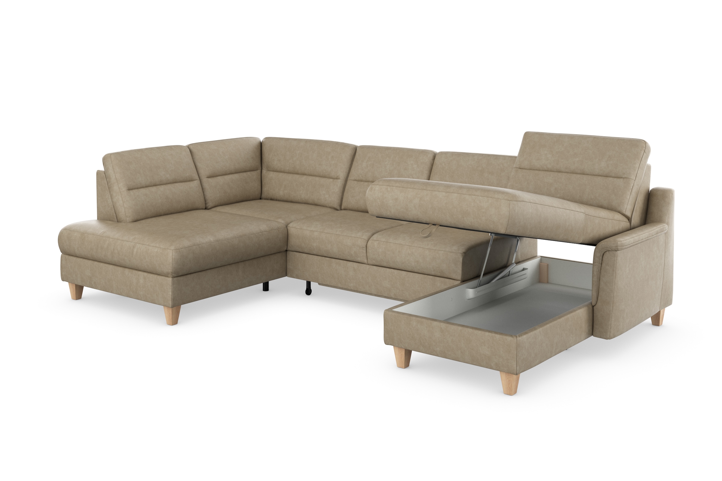 sit&more Wohnlandschaft »Farö U-Form«, inklusive Federkern, wahlweise mit Bettfunktion und Bettkasten