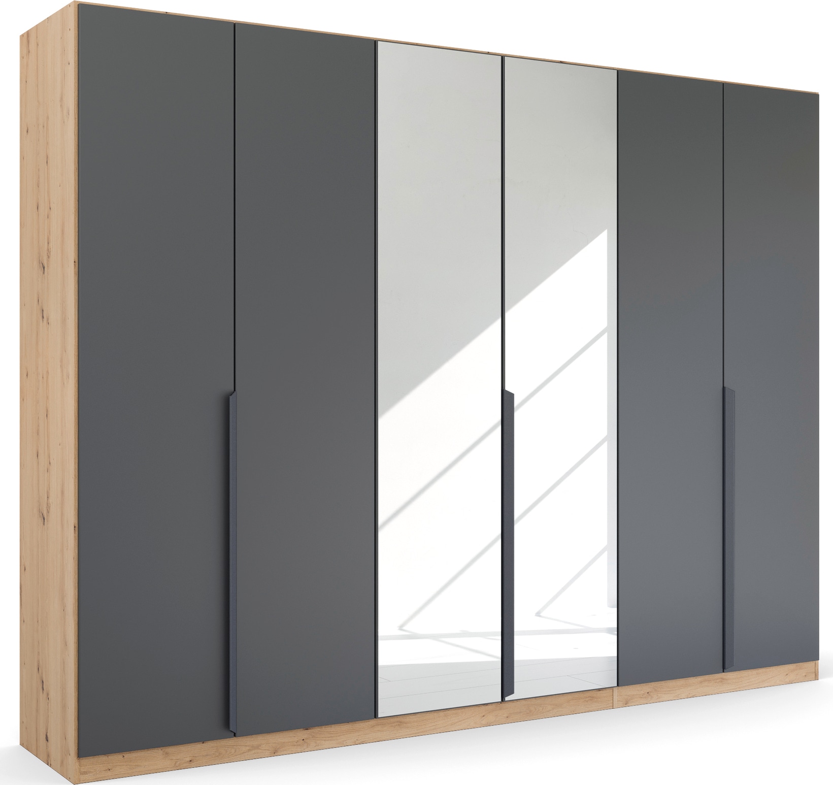 rauch Drehtürenschrank "Kleiderschrank Schrank Garderobe Ankleide DARK&WOOD BY QUADRA SPIN" Breiten: 181/226/271 cm, Höhe 210 cm, im Industrial Style mit Metallgriffstangen, mit Spiegel