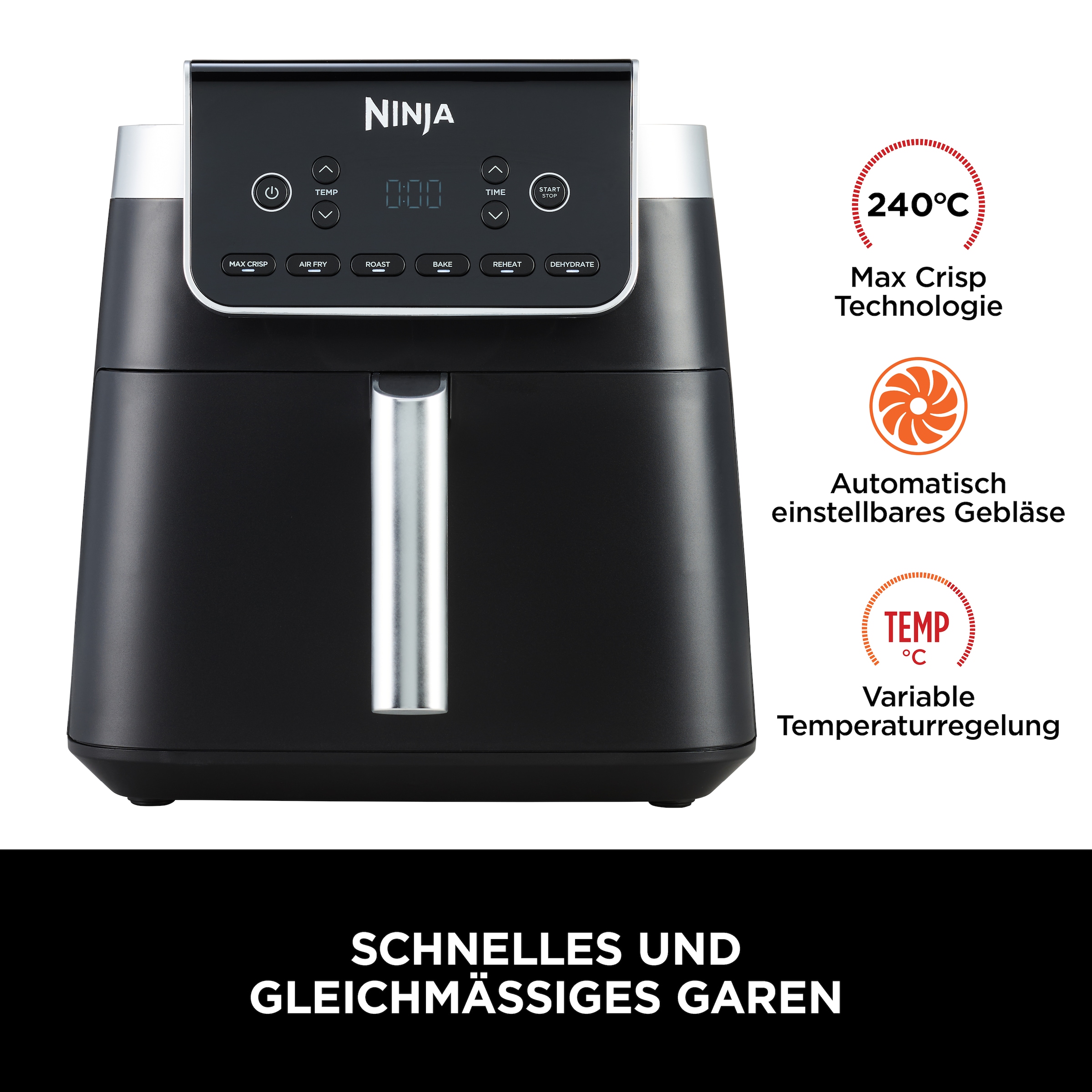 NINJA Heißluftfritteuse »AF180EU«, 2000 W