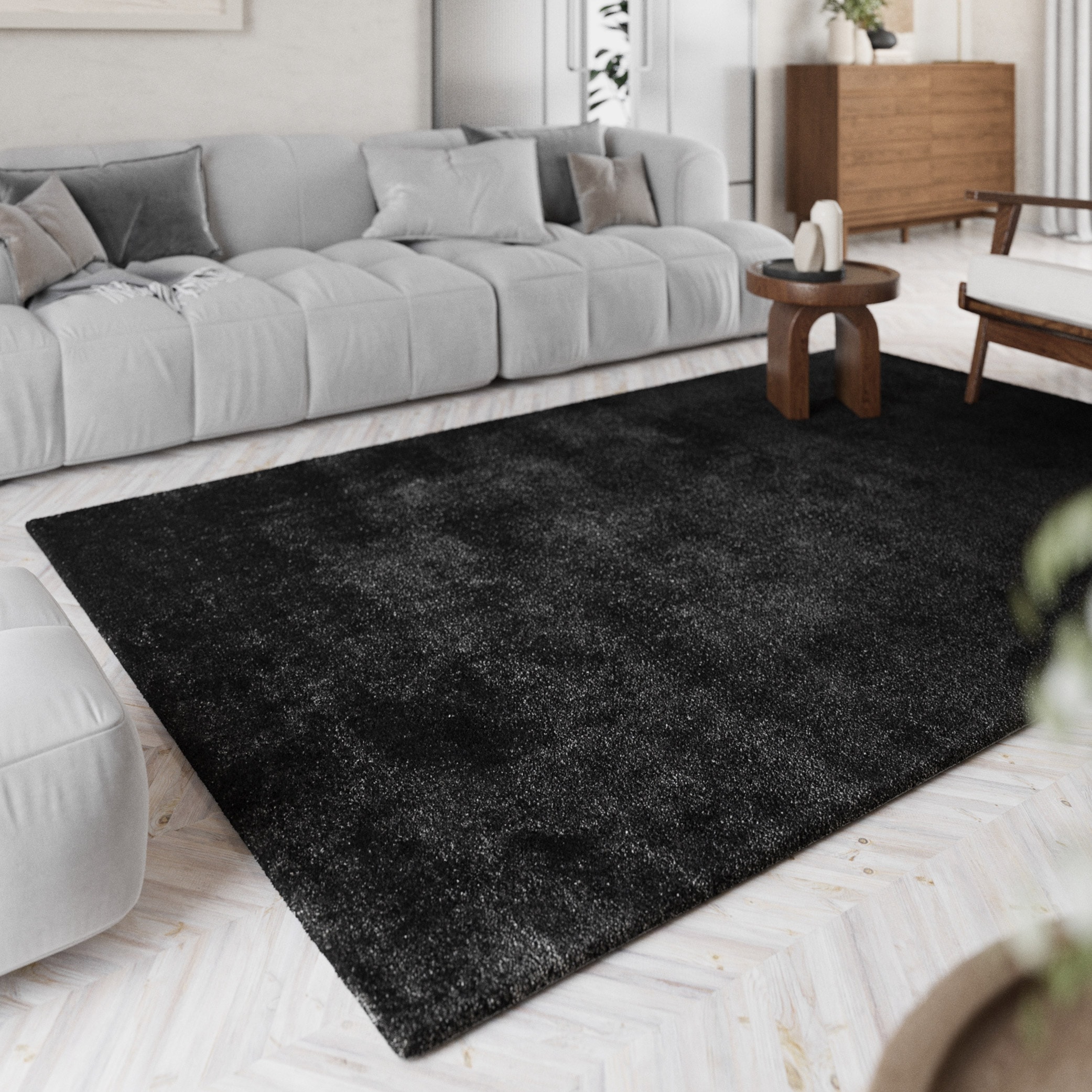 Homie Living Teppich »Pisa«, rund, 25 mm Höhe, Hochflor, Microfaser, uni, weich, Shaggy, Wohnzimmer, Schlafzimmer