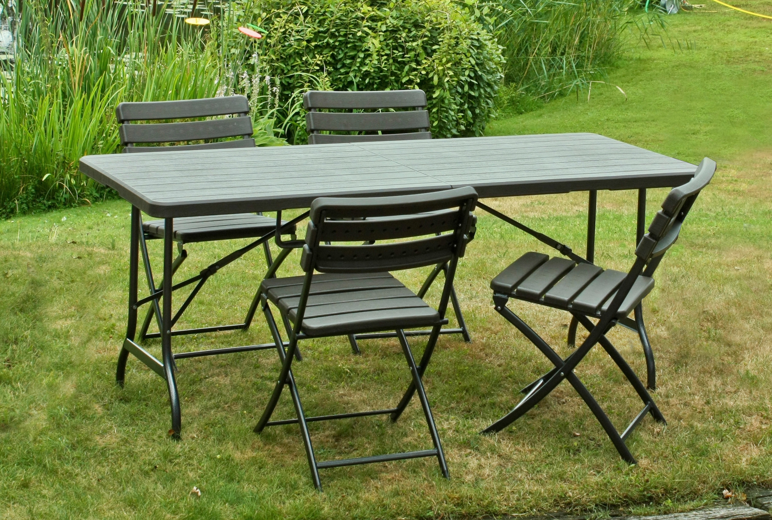 Garten-Essgruppe GARDEN PLEASURE, B:180cm H:81cm T:176cm, schwarz, Kunststoff, Stahl, Sitzmöbel-Sets, "TABORA"