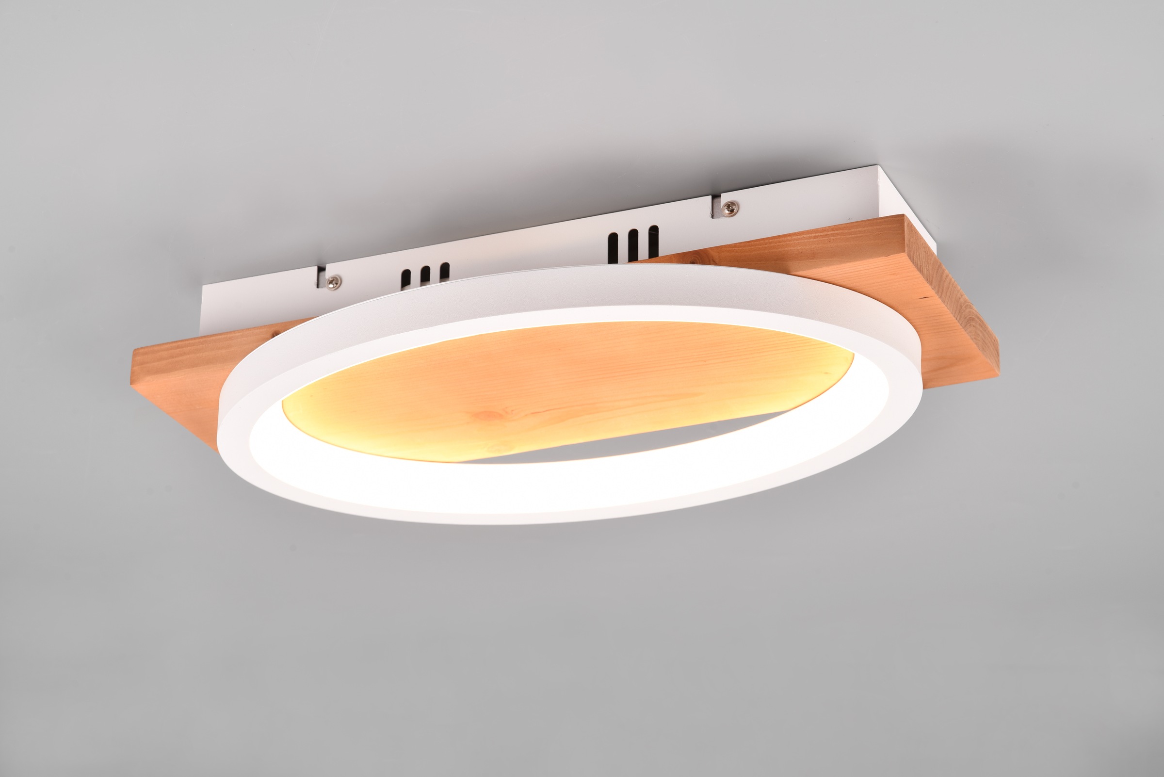 TRIO Leuchten LED Wandleuchte »BARCA, Wand- oder Deckenleuchte LED 16W 1800Lumen warmweiß 3000K« LED-Board 1 Stk. Warmweiß per Wandschalter dimmbar in 3 Stufen, Wandlampe mit Holz-Element