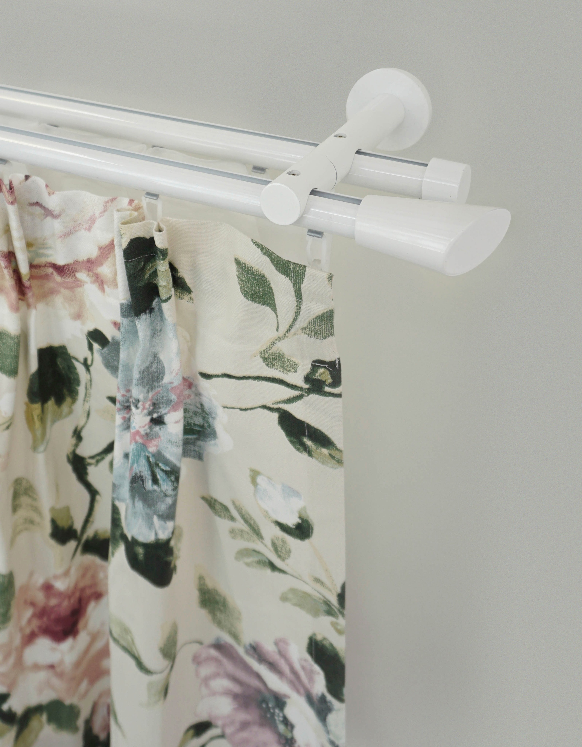 Thumbnail - GARESA Gardinenstange "WHITE" Ø 20 mm 2 läufig-läufig Wunschmaßlänge Vorhanggarnitur, Innenlauf, verlängerbar, Endknopf ...