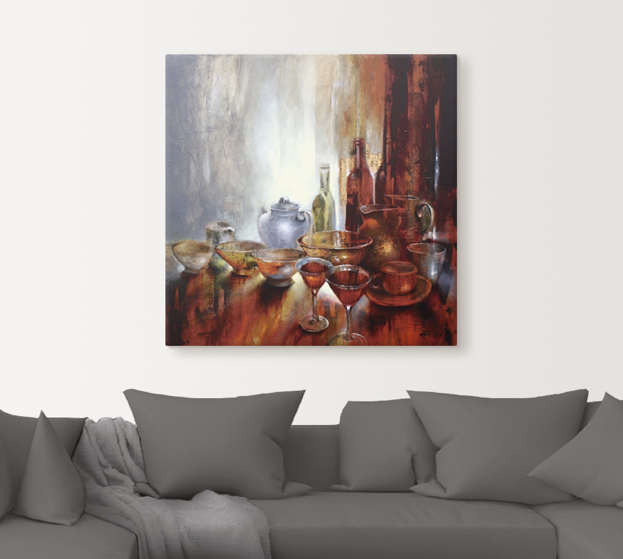 Artland Wandbild »Stillleben mit grauer Teekanne«, Geschirr & Besteck, (1 St.), als Alubild, Leinwandbild, Wandaufkleber oder Poster in versch. Größen