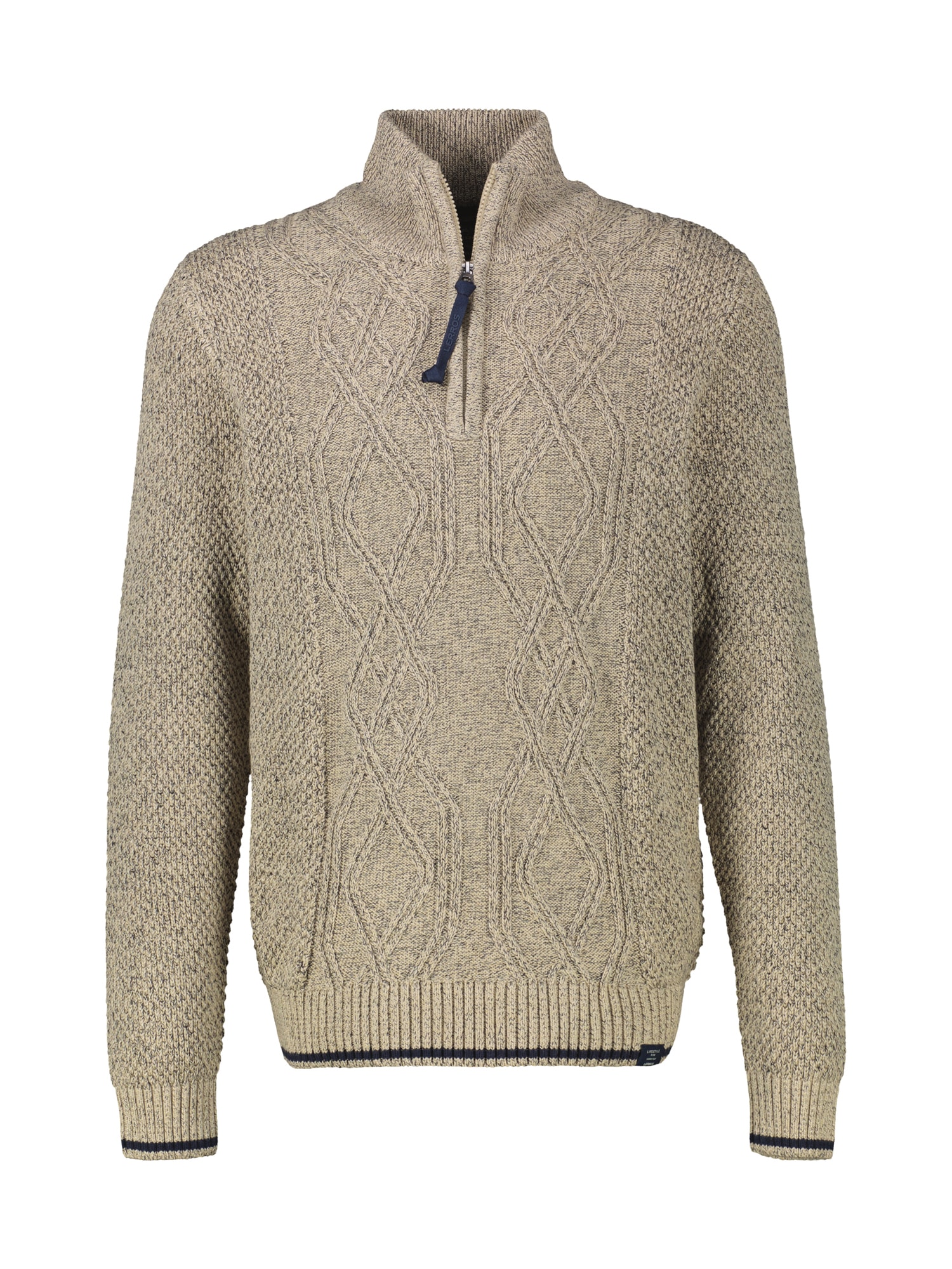 LERROS Strickpullover »LERROS Strickpullover mit Zopfmuster und Troyerkragen«