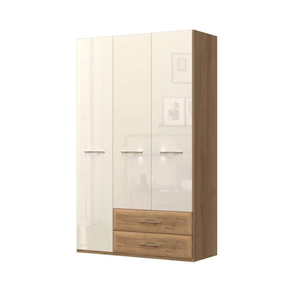 Home affaire Kleiderschrank »Gala, beige hochglänzend UV lackiert, kratzfest, FSC-zertifiziert«, (abgerundete Schubladen aus MDF im Holzdekor, soft-close), hoher Schrank (224cm), wahlweise in 3 Breiten, Made in Europe