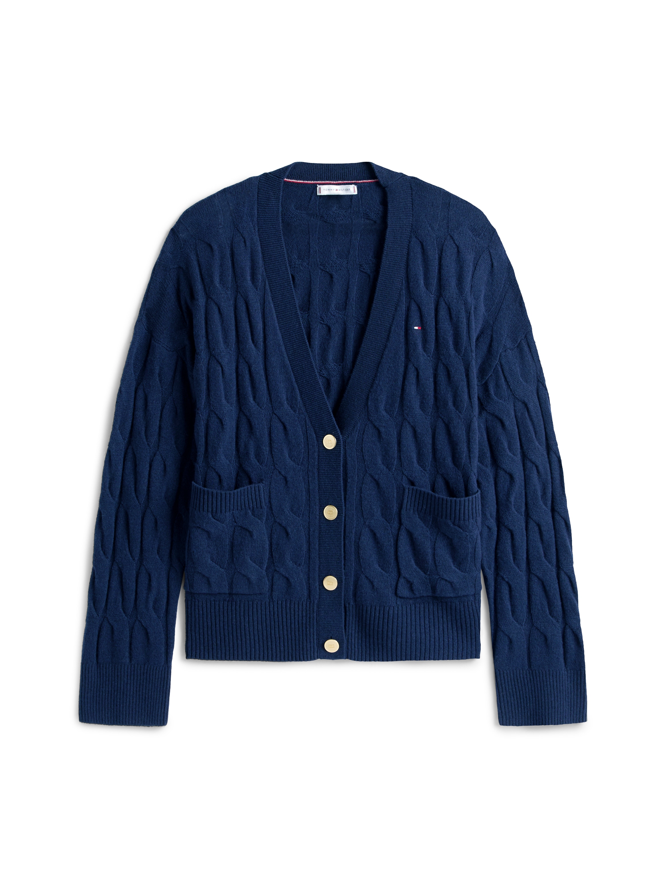 Tommy Hilfiger Strickjacke »SOFT WOOL CABLE CARDIGAN«, mit Zopfmuster, aus reiner Wolle