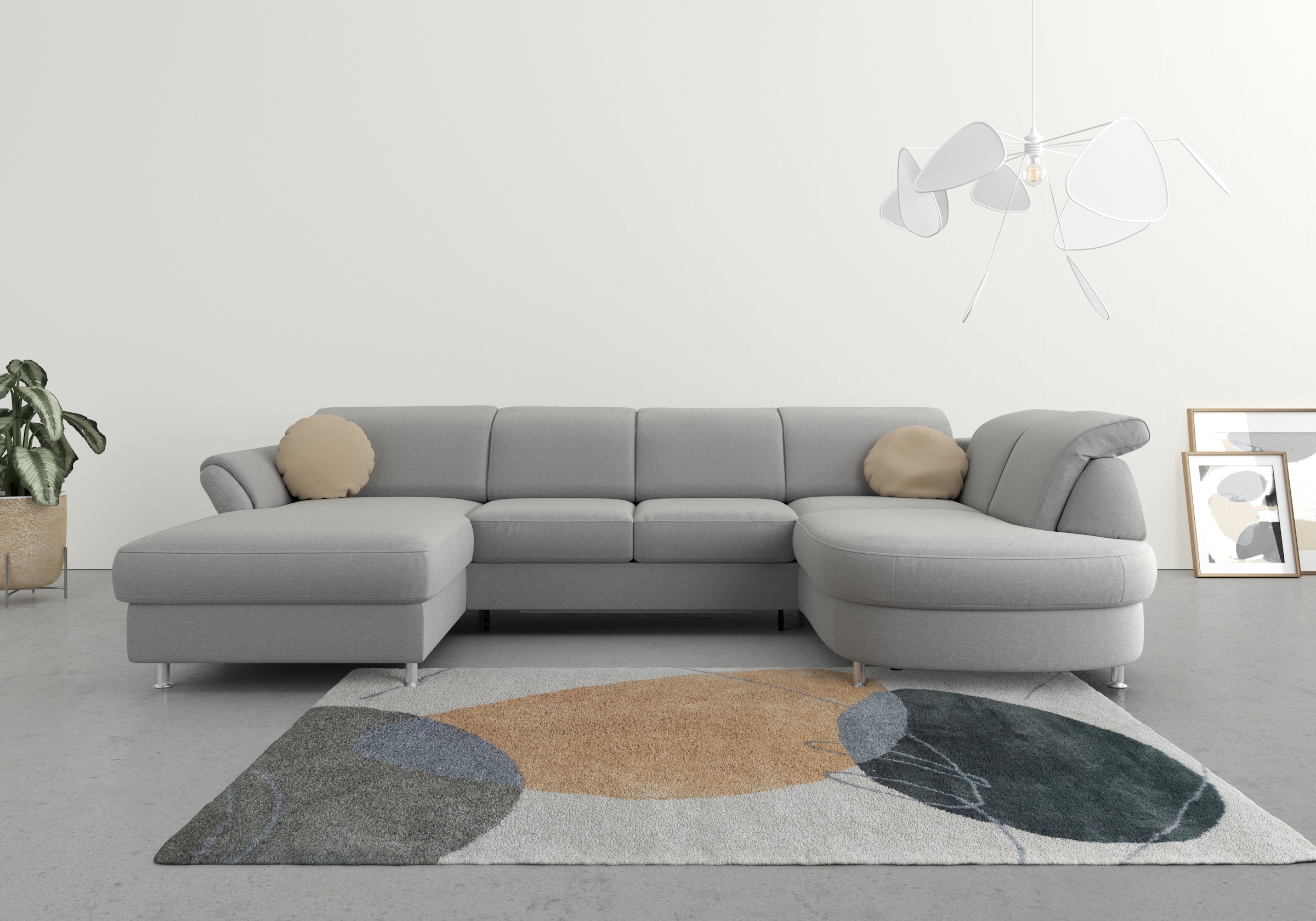 sit&more Wohnlandschaft "Apulia U-Form" wahlweise Schlaffunktion, Bettkasten und Kopf- und Armteilverstellung