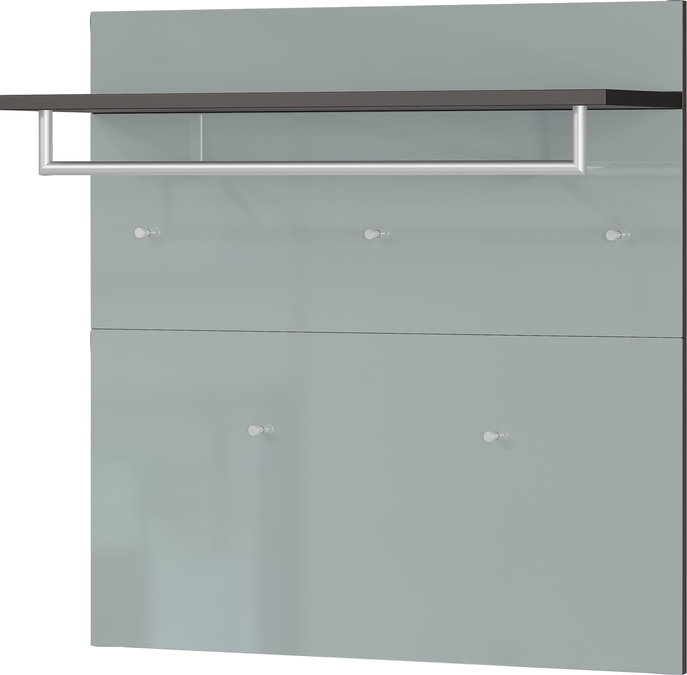 GERMANIA Garderobenpaneel "Oakland mit Glasfront" Breite: 97 cm, mit Ablageboden, Stange und Haken aus Metall