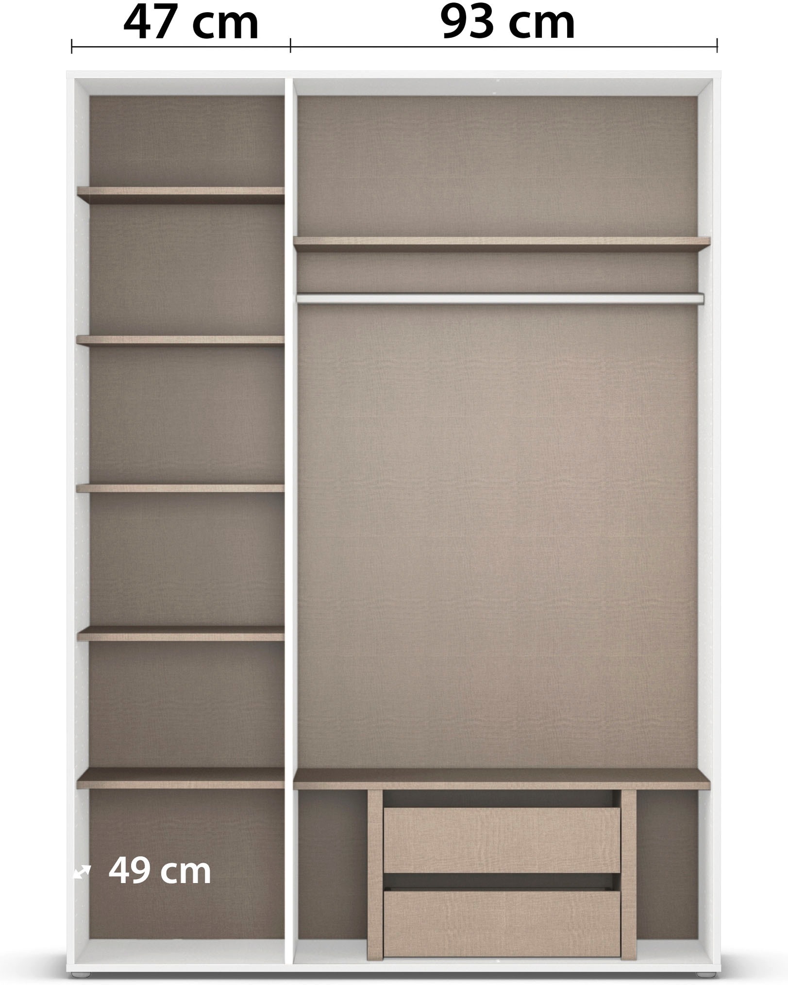 rauch Drehtürenschrank »Kleiderschrank Schrank Garderobe Wäscheschrank NARAI mit Spiegel«, (in 3 verschiedenen Ausstattungen BASIC/CLASSIC/PREMIUM), Griffausfräsungen für eine grifflose Optik TOPSELLER MADE IN GERMANY