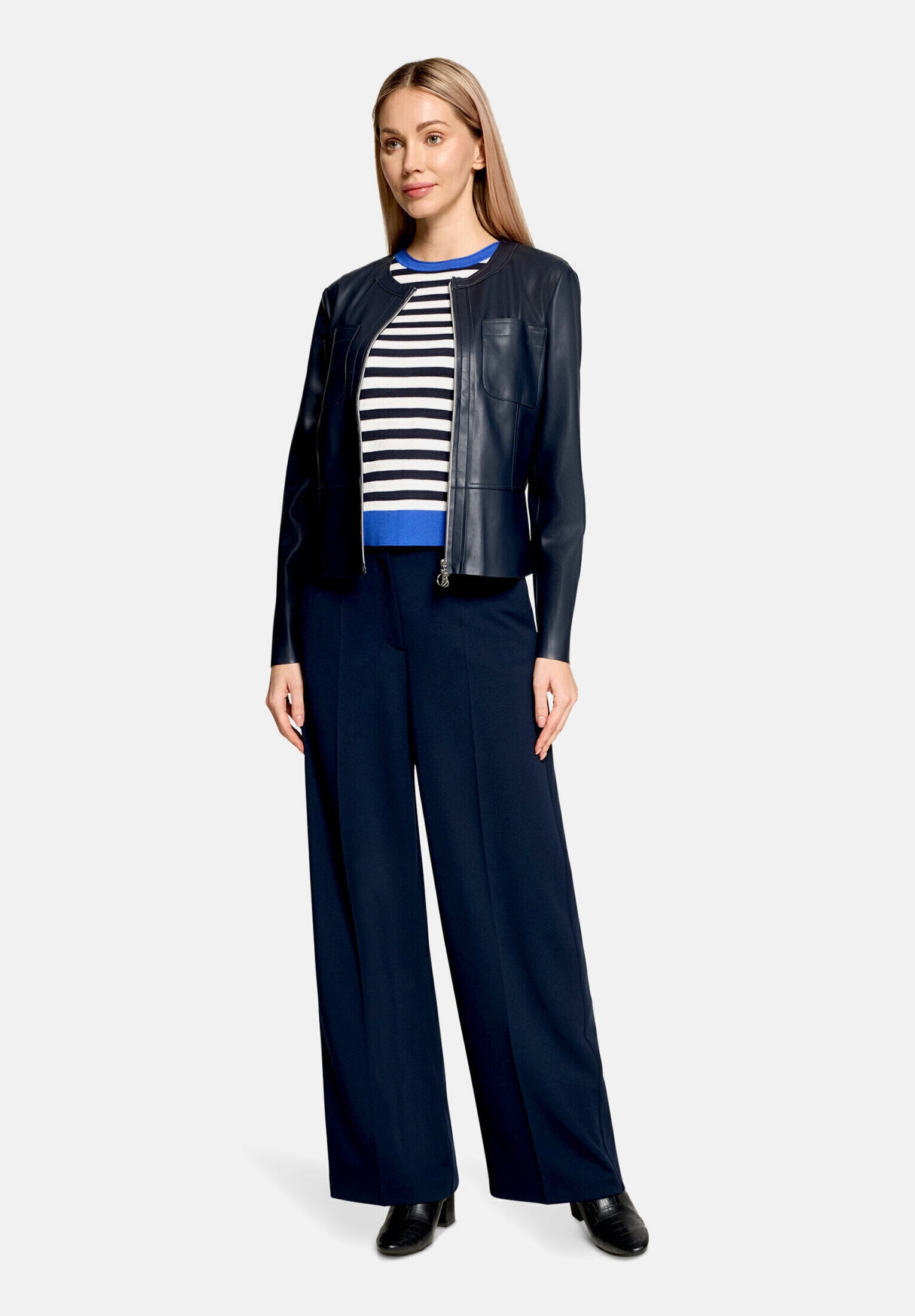 BETTY BARCLAY Damen Jackenblazer "Damen mit Reißverschluss", blau, Gr. 44, Obermaterial: 100% Polyurethan, 100% Polyester, Blazer
