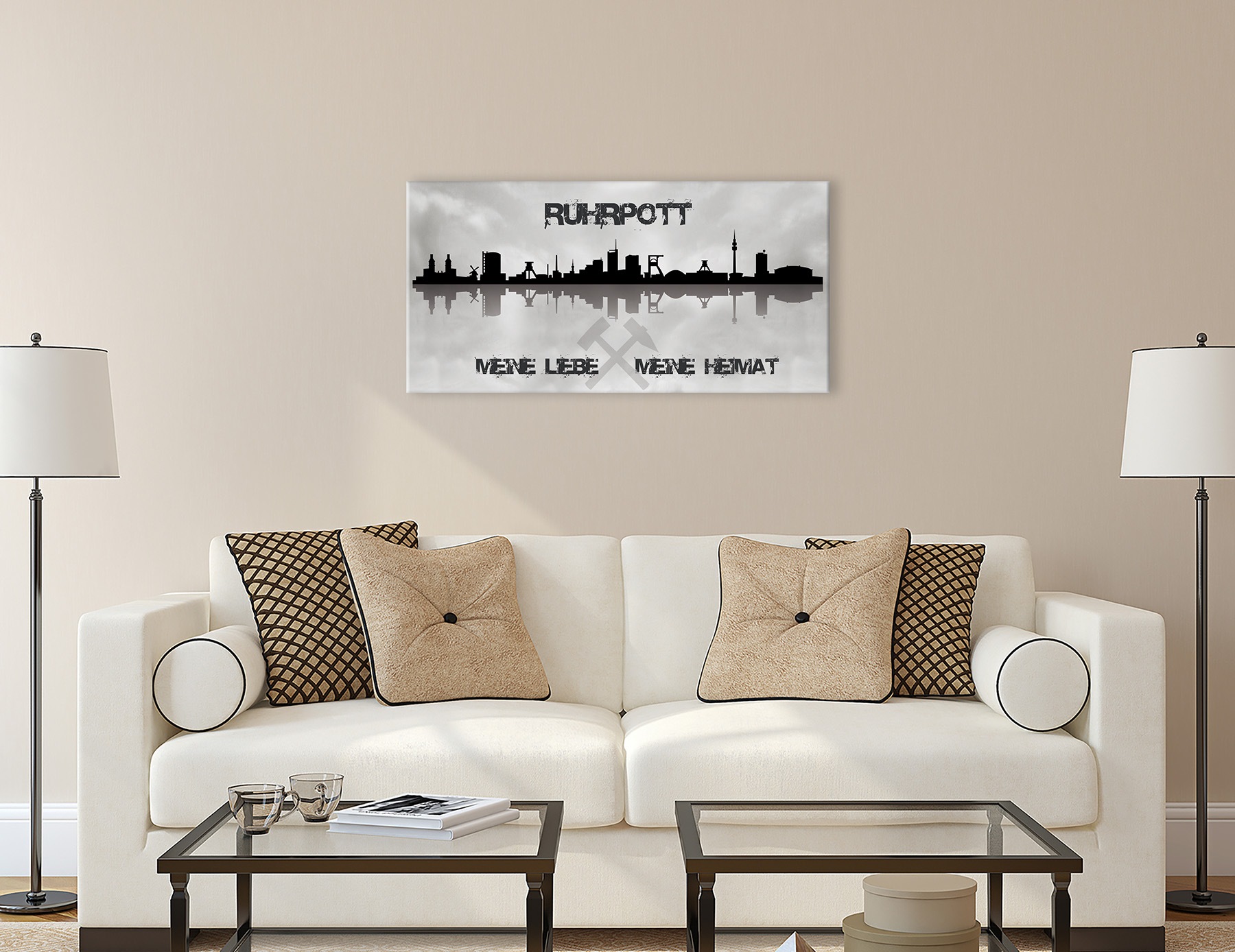 Bönninghoff Leinwandbild »Wandbild RUHRGEBIET 50x100 cm – Leinwandbild Keilrahmen Deko modern« Skyline | Sprüche & Texte | Stadt 1 Stk. tlg. auf Keilrahmen gespannt