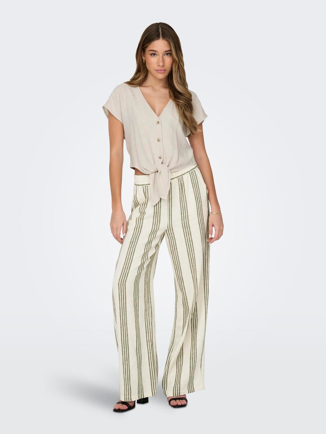 ONLY Kurzarmbluse »ONLSIESTA SS KNOT LIN BL SHIRT PNT NOOS«