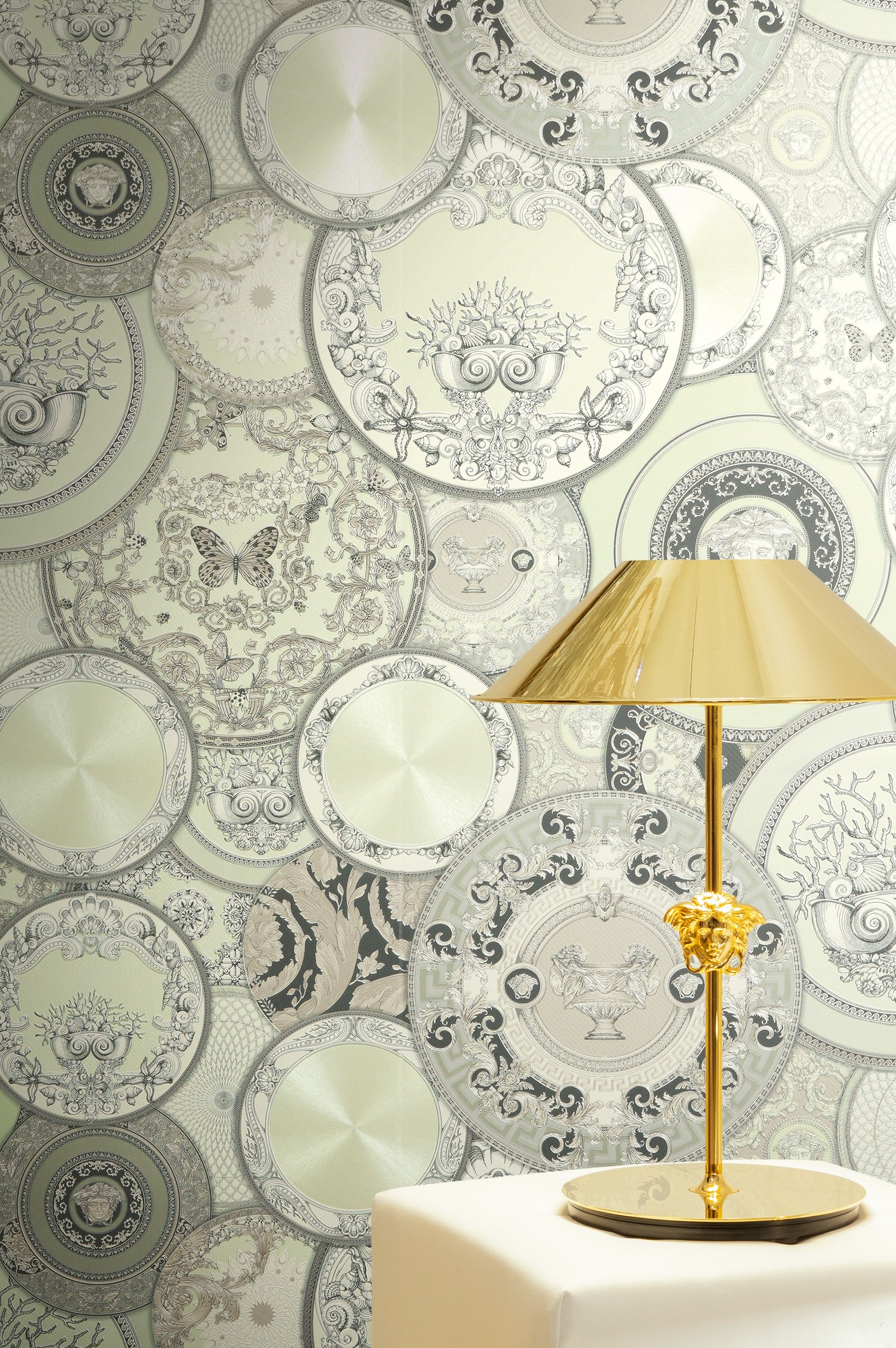 Versace Vliestapete "Versace 6 Art De La Table –" 3D-Optik Barock Motiv geprägt Elegantes Ornamentdesign mit Metallic-Glanz & feiner Prägung