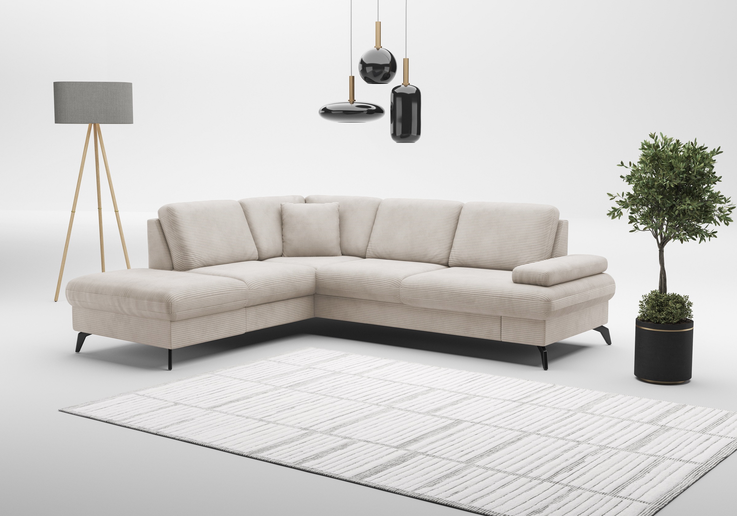 Ecksofa SIT & MORE "Morris Jubi L-Form, B: 238 cm", beige (creme), B:238cm H:83cm T:202cm, 100% Polyester, Sofas, Ecksofa, mit Armteilfunktion & 1 Zierkissen, optional Bettfunktion 10