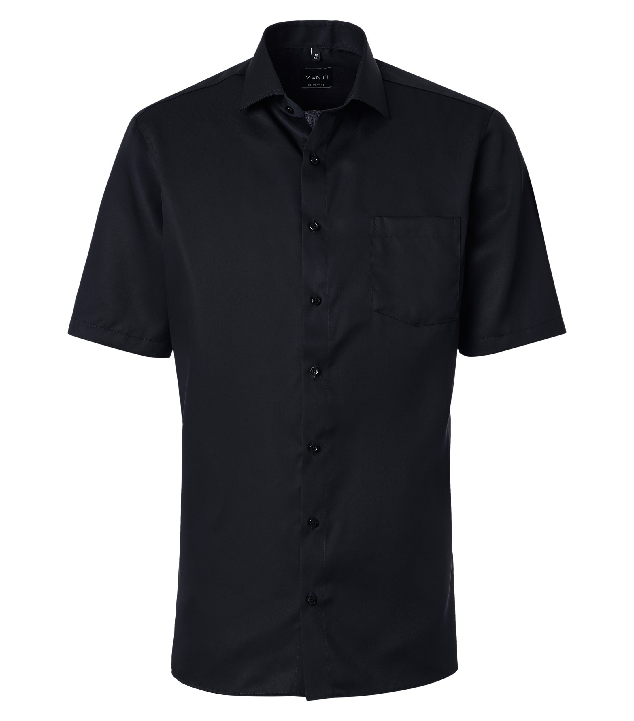 VENTI Businesshemd Kurzarm uni Schwarz 41 6