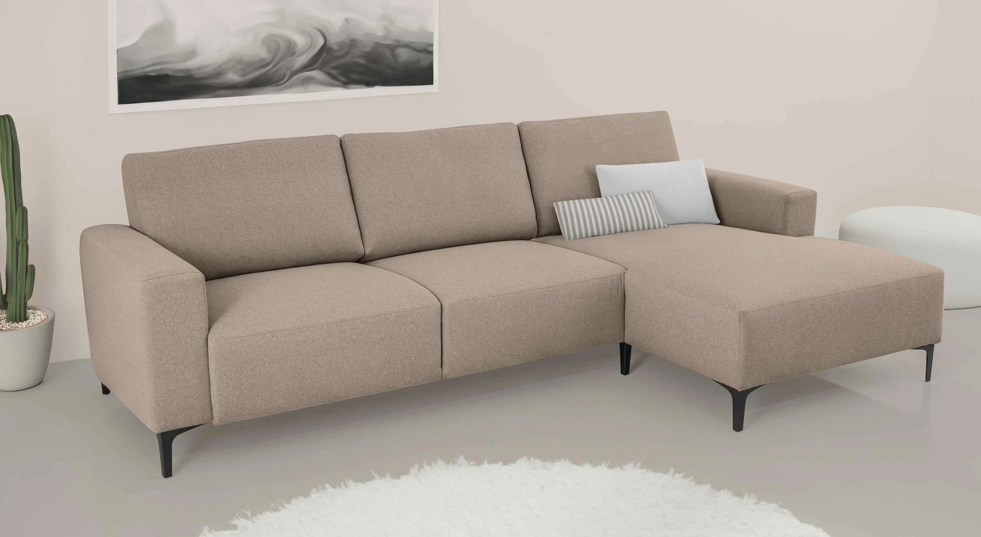 Home affaire Ecksofa »Tournon, L-Form, Breite 262 cm, Webstoff, Chenille«, Designsofa im nordischen Stil, Wellenunterfederung, Metallfüße