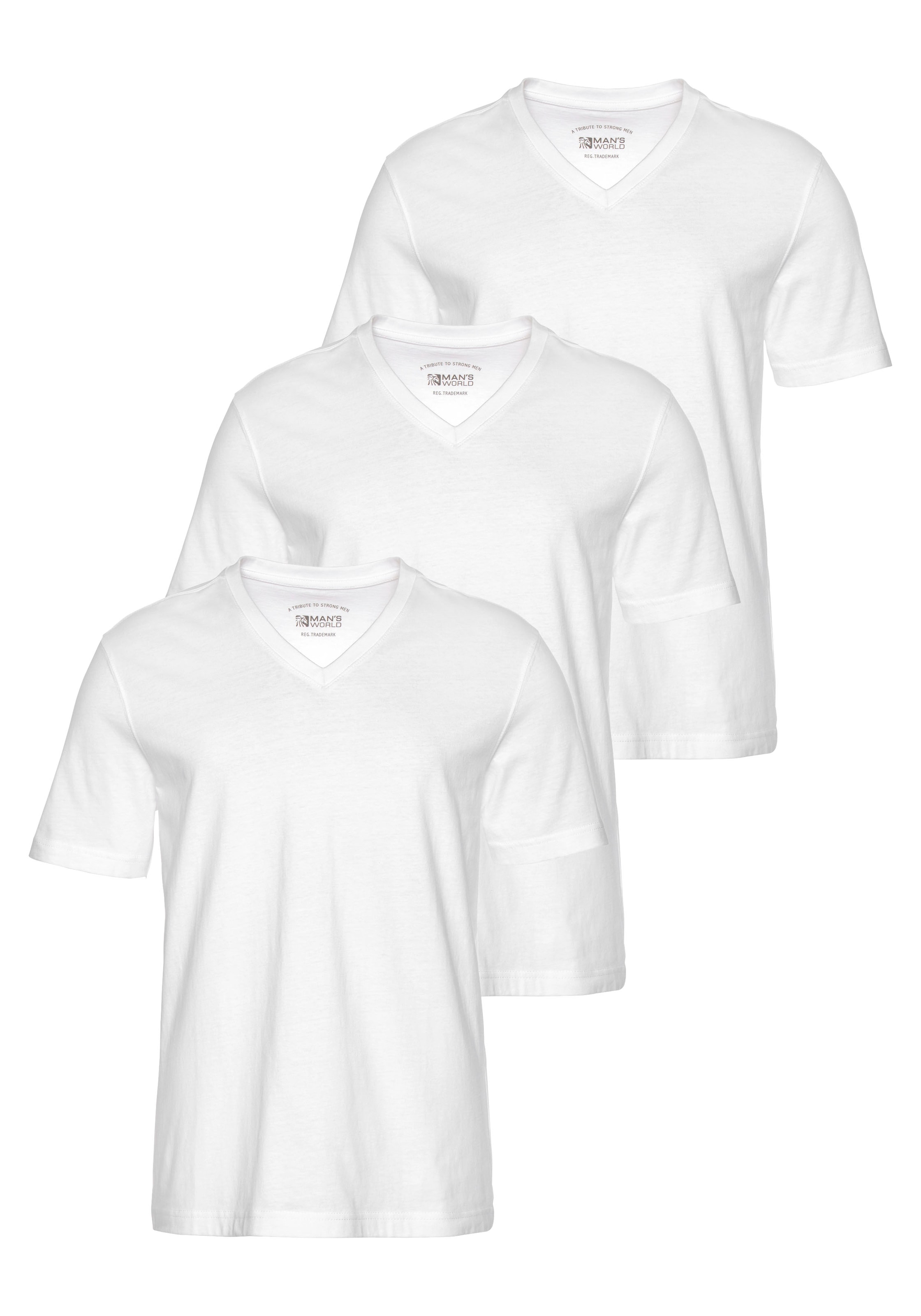 Mans World V-Shirt Packung, 3er-Pack, 3 Stk. tlg. Kurzarm, aus Baumwolle günstig online kaufen