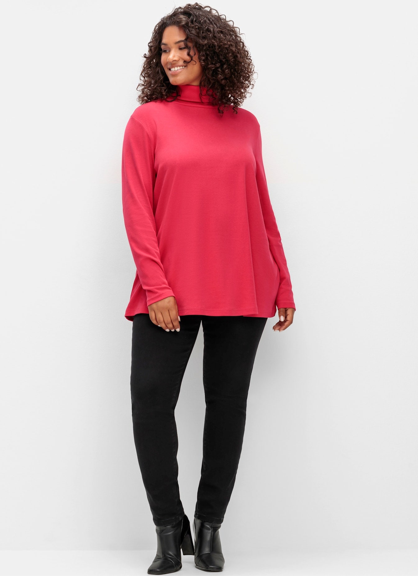 Sheego Langarmshirt "Rollkragen-Shirt", 1 Stk. günstig online kaufen