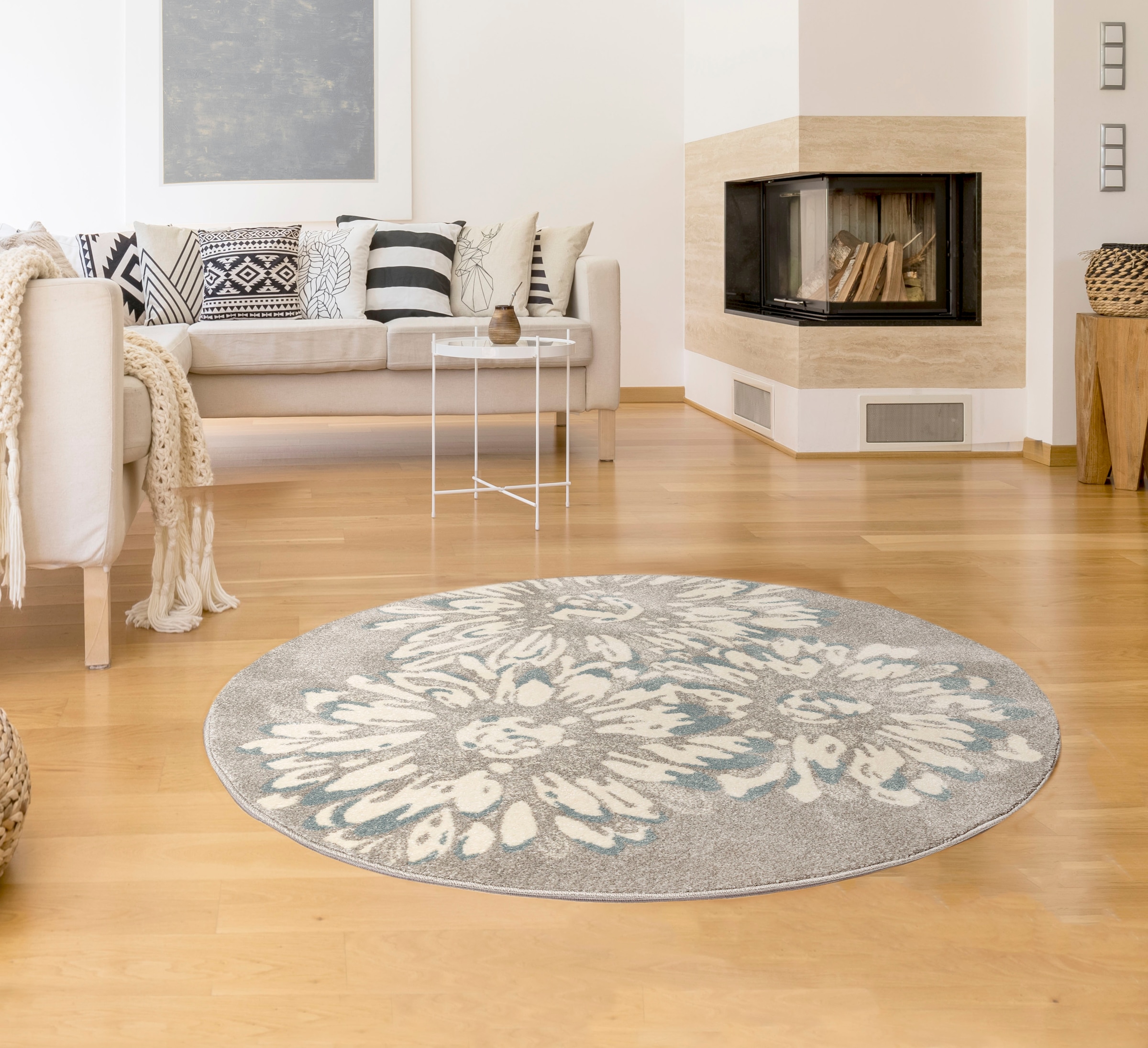 my home Teppich »Vaiana«, rund, Blumen Design, Wohnzimmer auf Rechnung |  BAUR