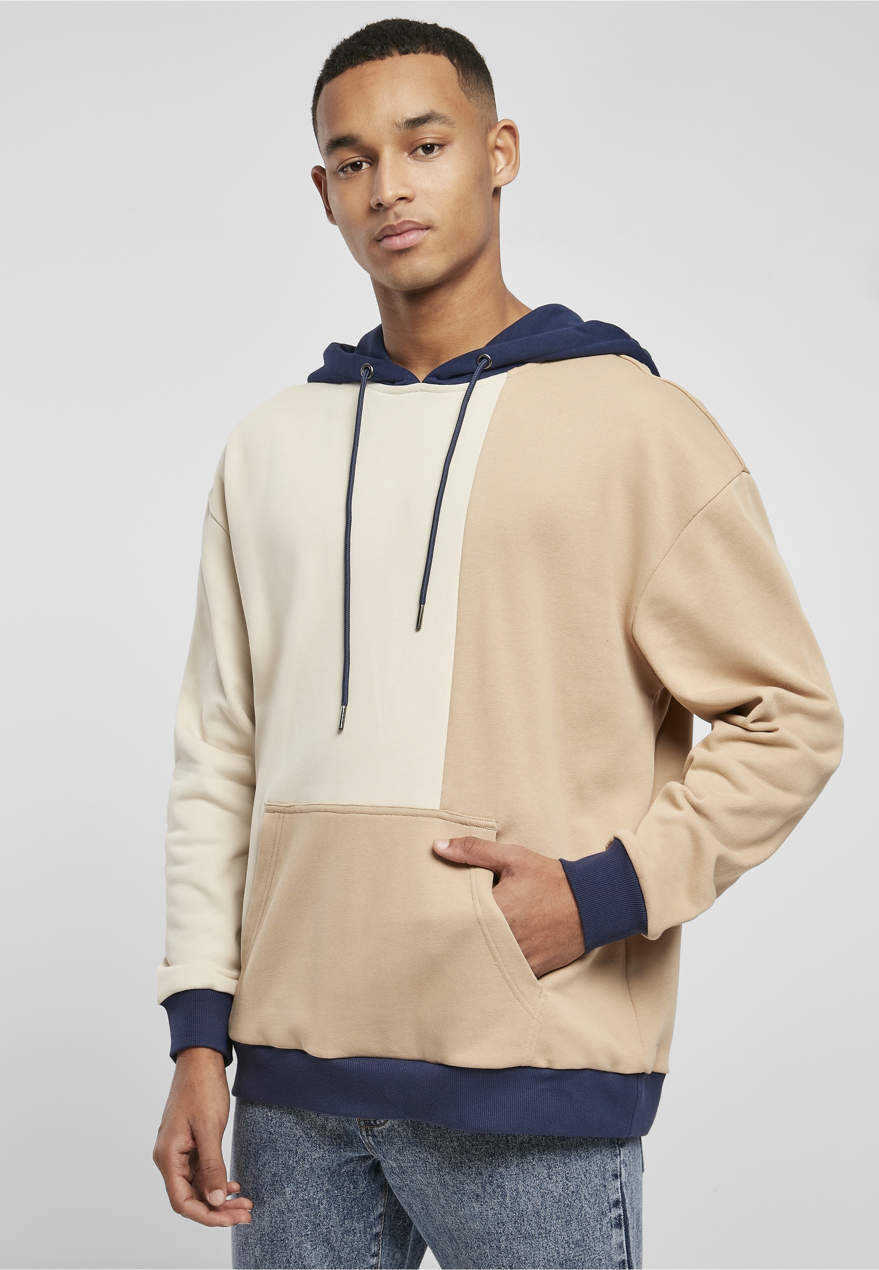 URBAN CLASSICS Rundhalspullover »Urban Classics Herren Oversized Color Block Hoody« 1 Stk.