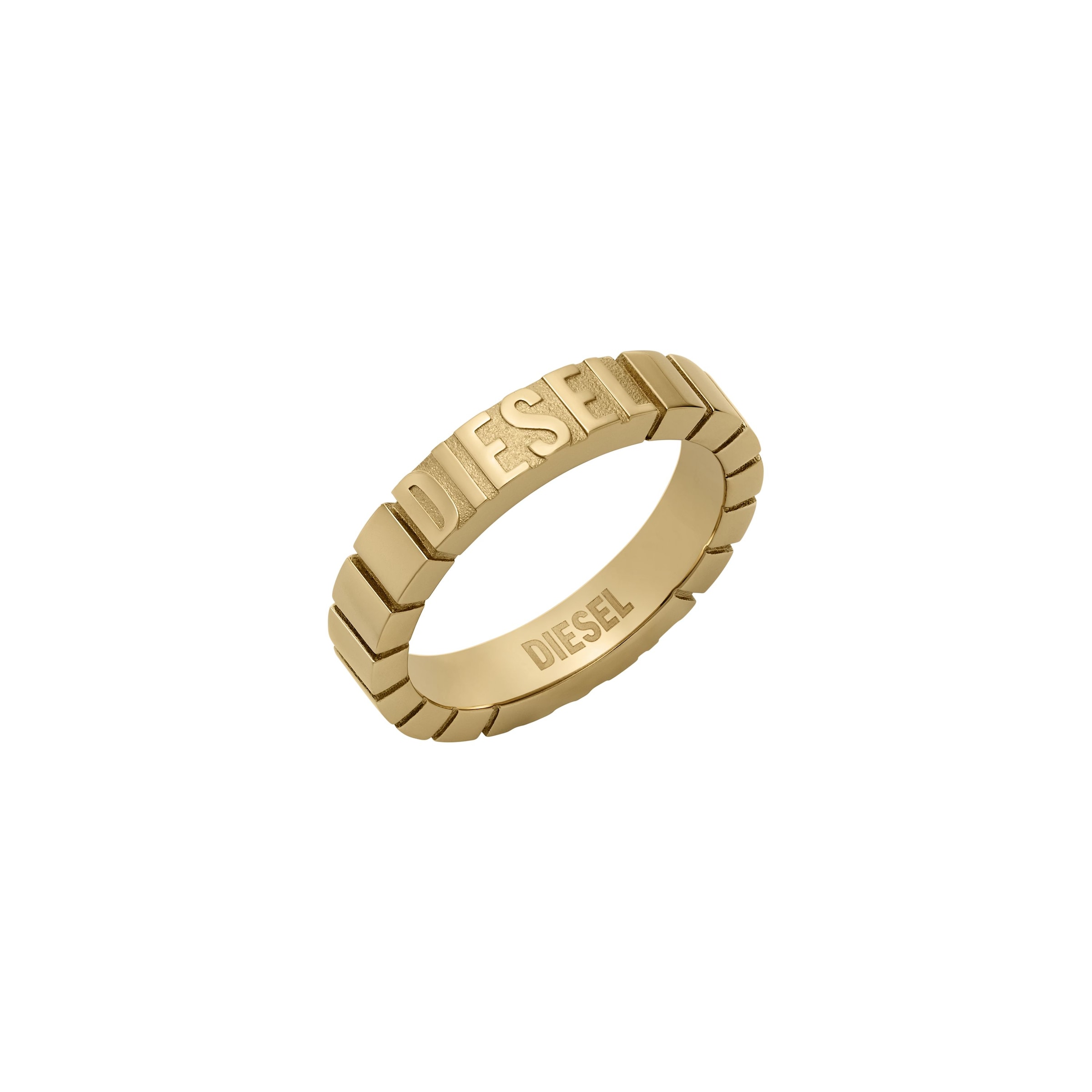DIESEL Damen Fingerring "Schmuck Geschenk Edelstahl DIESEL FONT", 19, Edelstahl, 5mm, gold, Edelstahl, Fingerringe