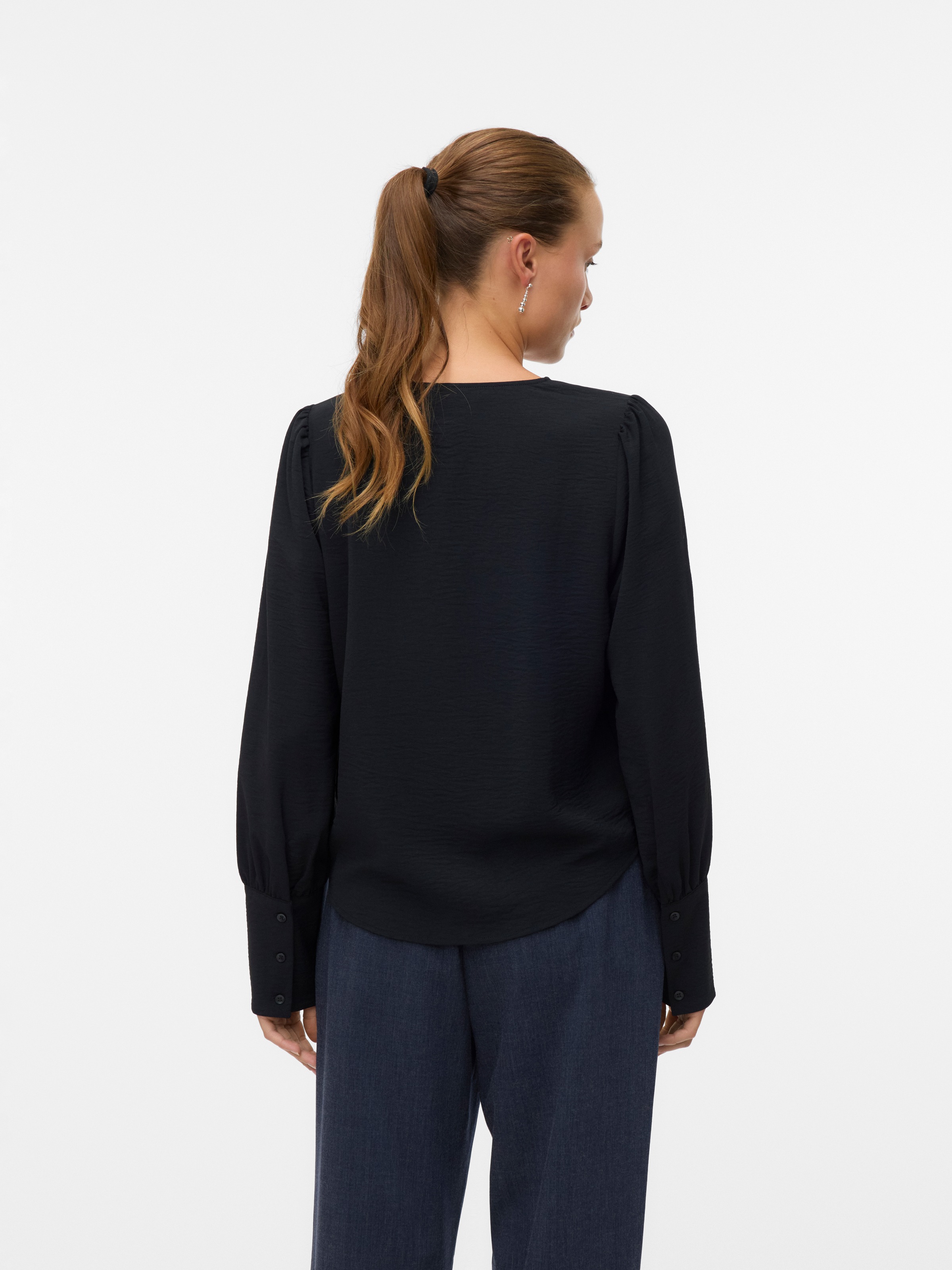 Vero Moda Langarmbluse "VMESME LS V-NECK TOP WVN GA" günstig online kaufen