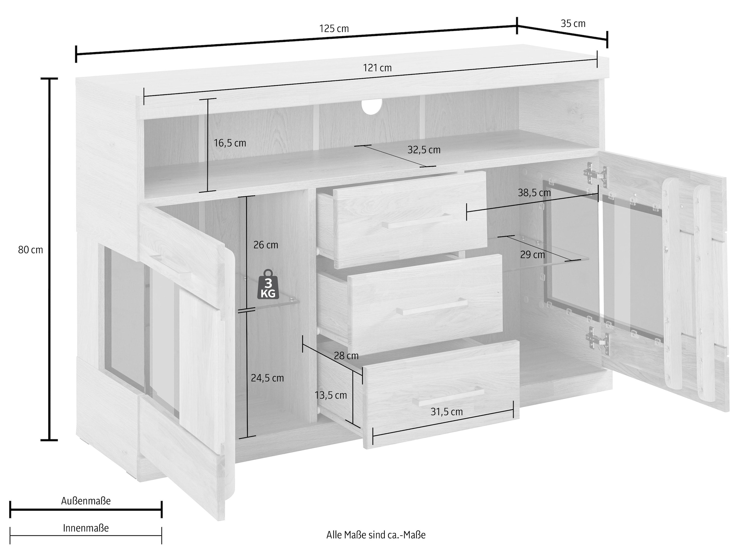 Woltra Sideboard »Ribe«, Breite 125 cm