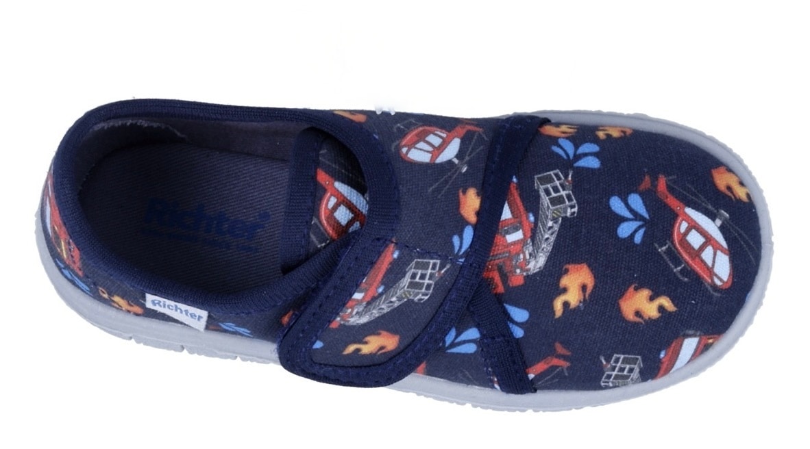 Richter Hausschuh »Mailo WMS: Mittel«, Klettschuh mit allover Print, Größenschablone zum Download
