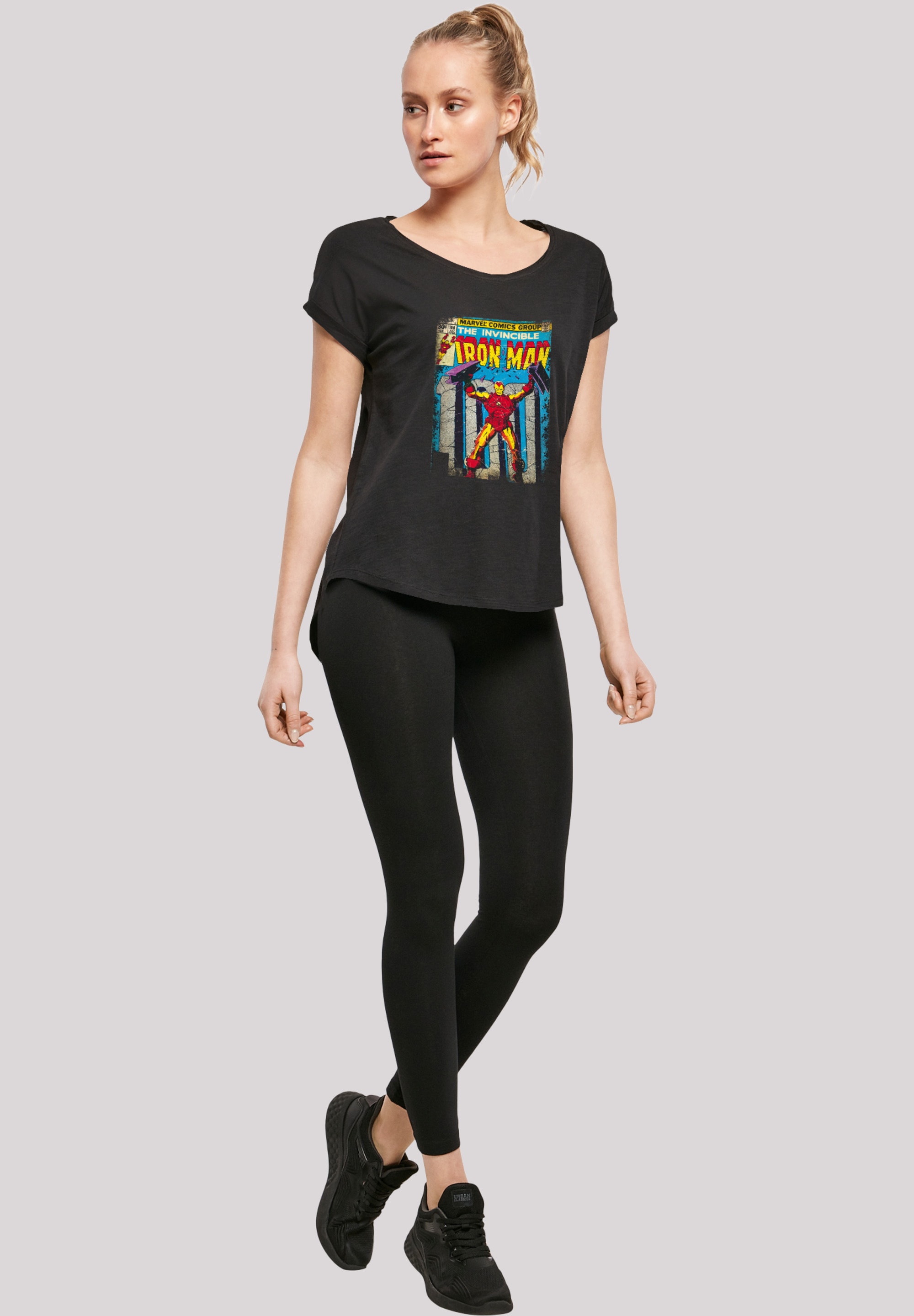 F4NT4STIC T-Shirt »Marvel Iron Man Cover«, Damen,Premium Merch,Lang,Longshirt,Logo Print