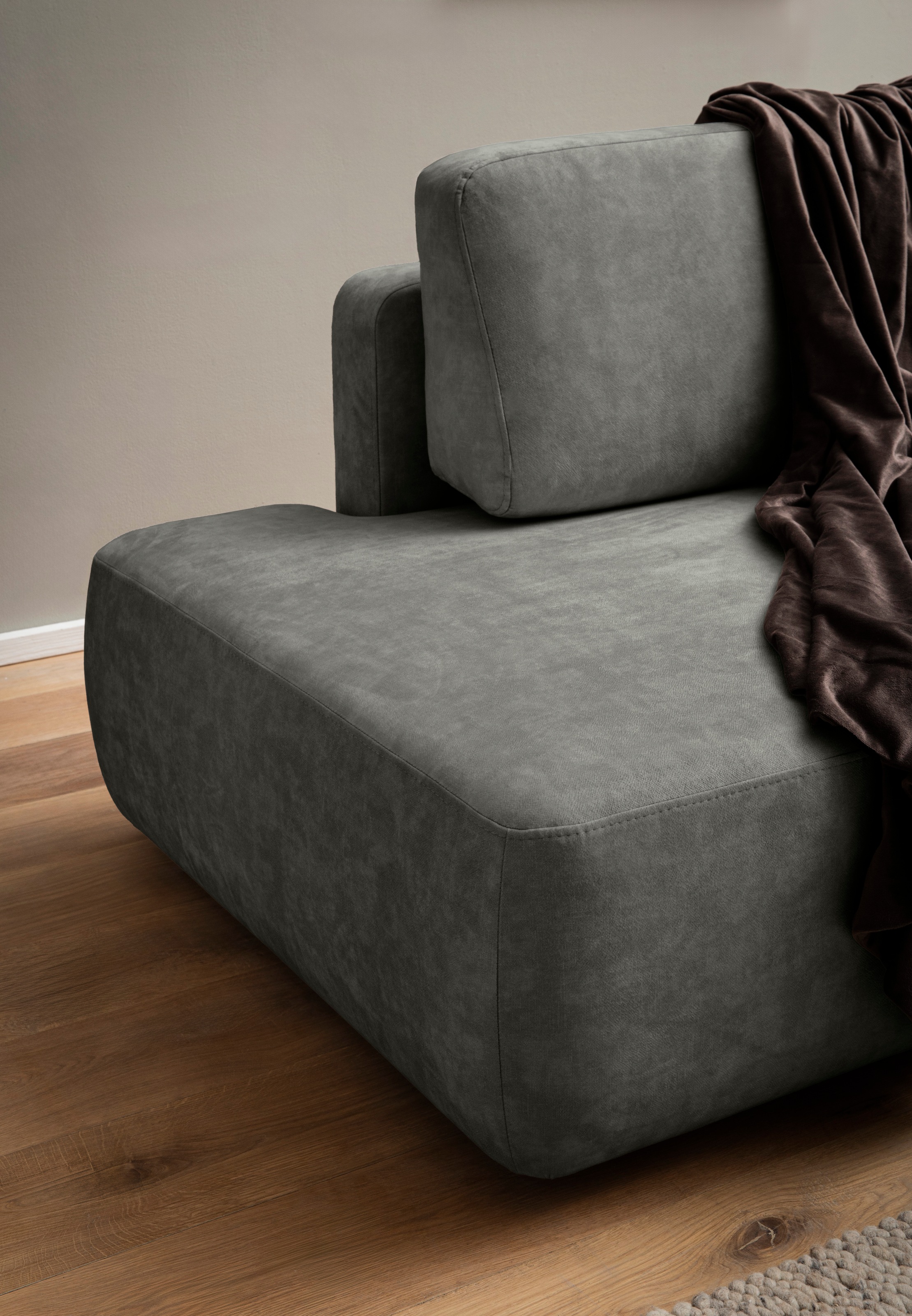 INOSIGN Ecksofa »TORGE, Schlafsofa Cord, Samtvelours u. Strukur fein, Couch in L-Form«, Schlaffunktion und Bettkasten, Liegefläche: 210x125 cm, neues Design