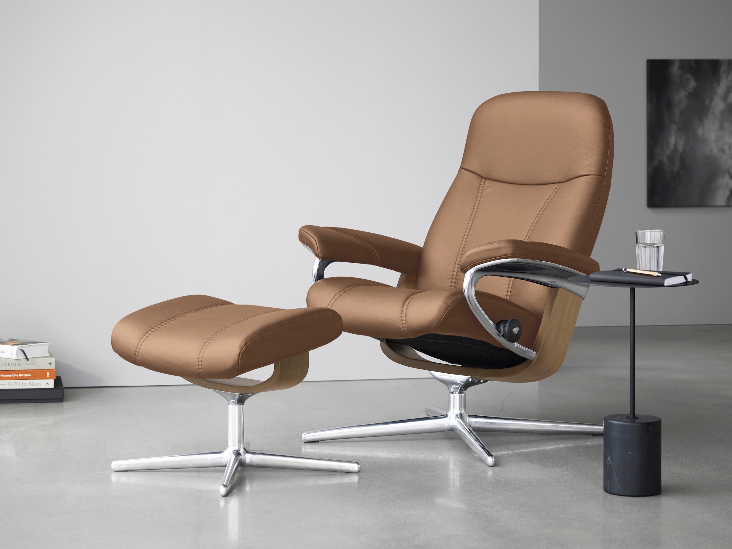 Stressless Fußhocker "Consul", mit Cross Base, Größe S, M & L, Holzakzent Eiche