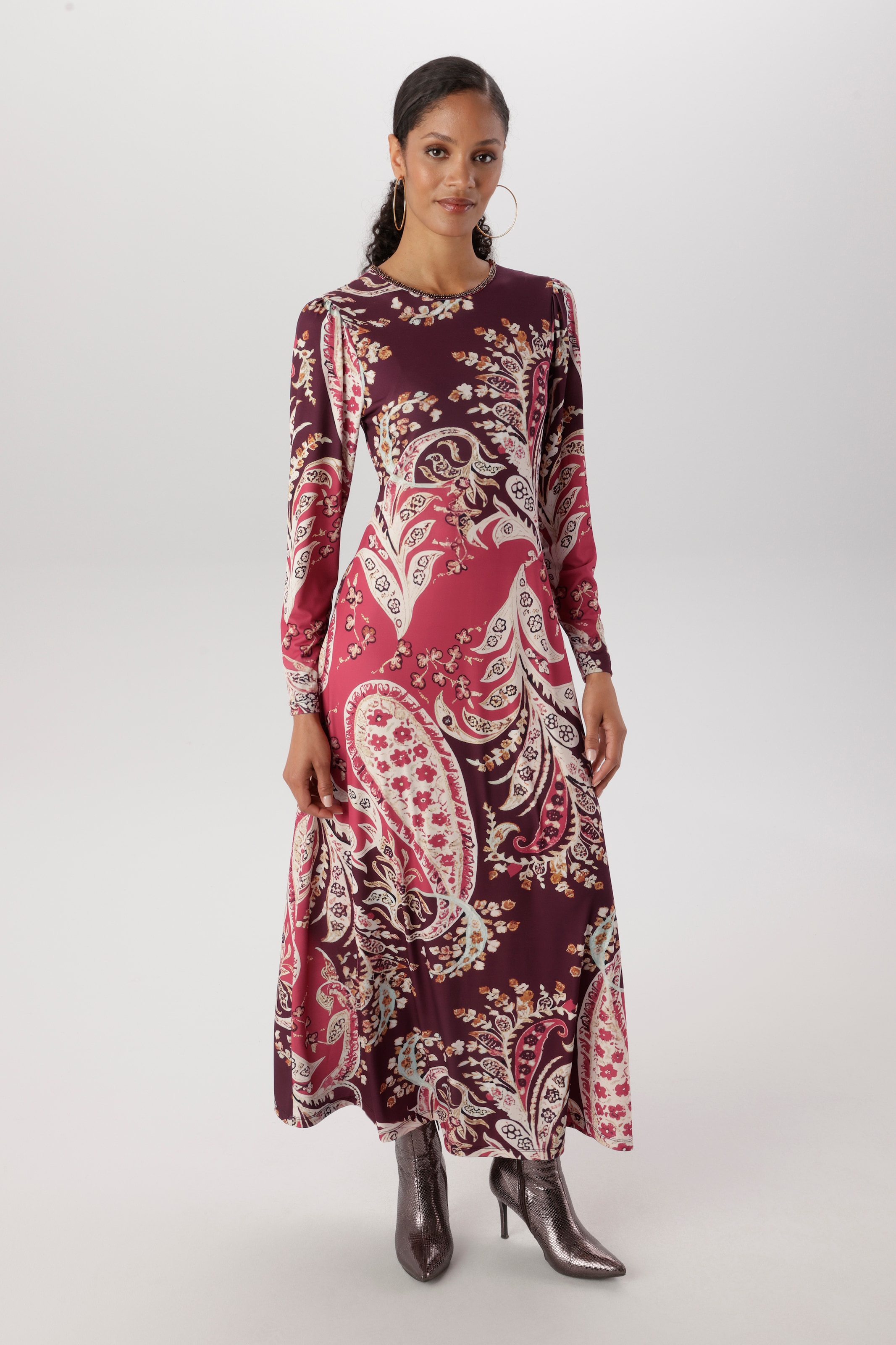 Aniston SELECTED Maxikleid mit kleinen Kunstperlen am Rundhalsausschnitt - NEUE KOLLEKTION