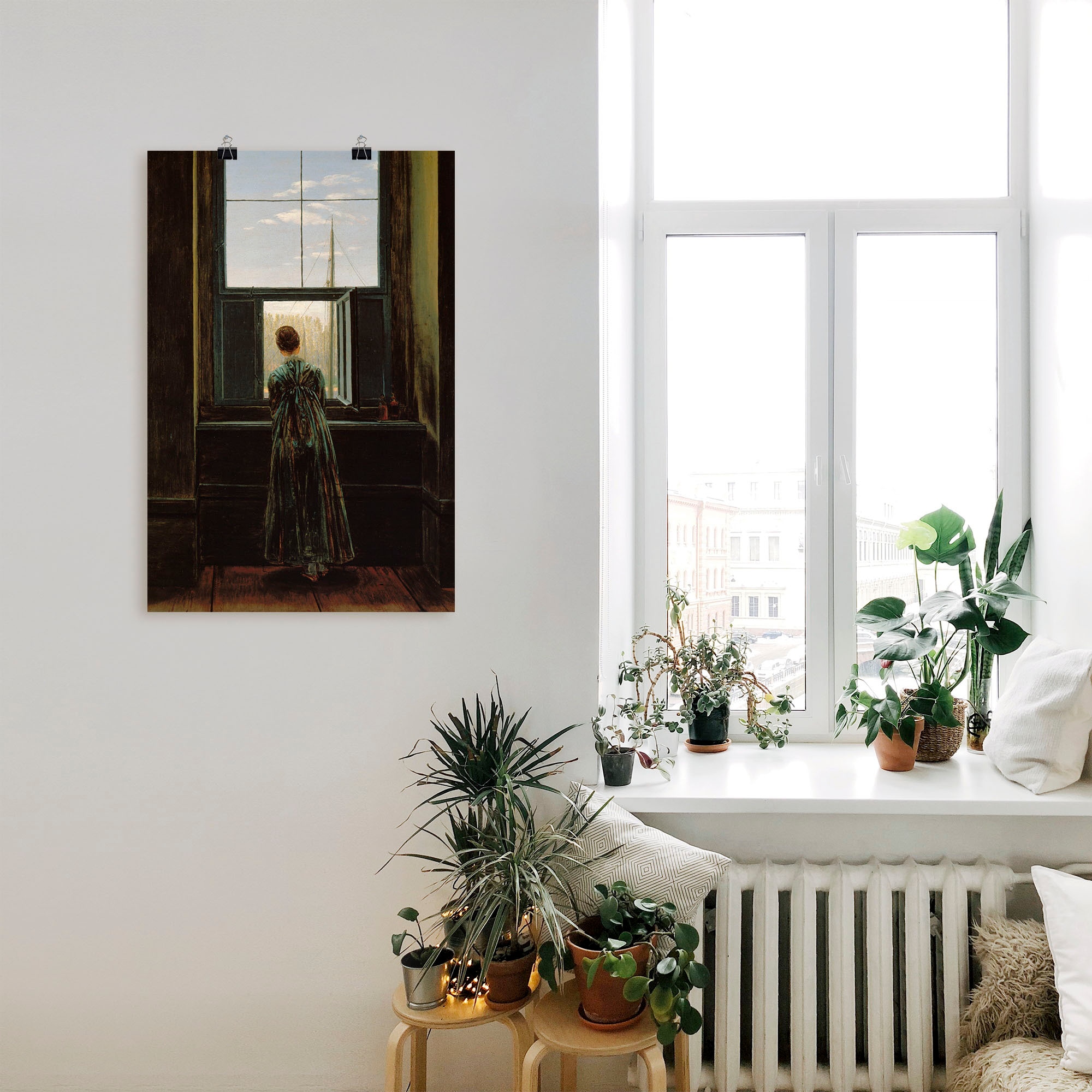 Artland Wandbild »Frau am Fenster. 1822(?)«, Frau, (1 St.), als Alubild, Outdoorbild, Leinwandbild, Poster in verschied. Größen