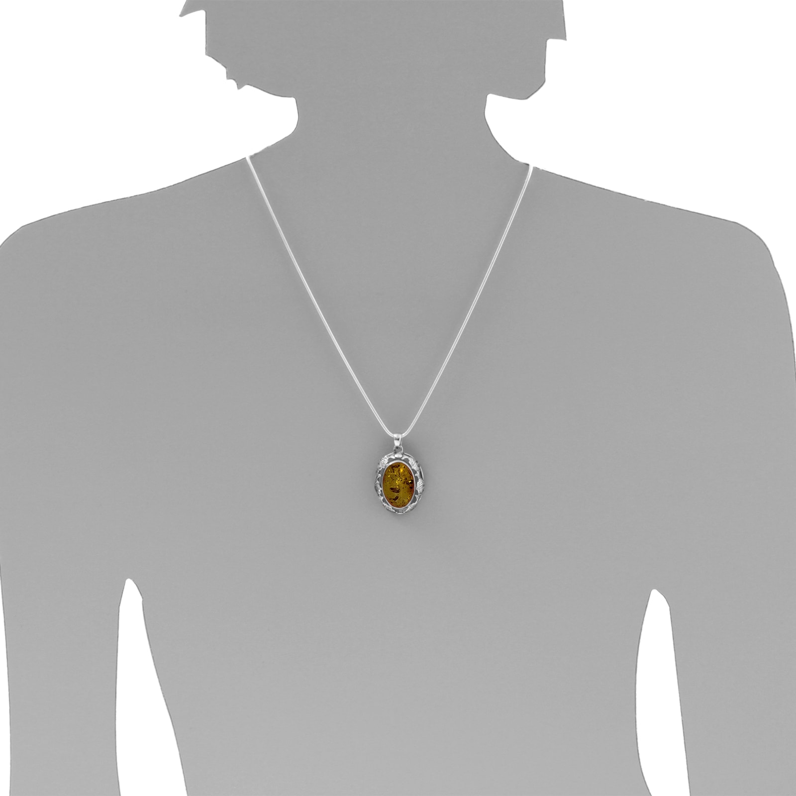 OSTSEE-SCHMUCK Kettenanhänger »- Fischland 41x25 mm - Silber 925/000 - Bernstein«