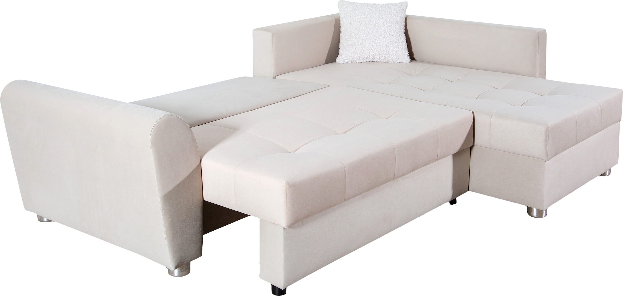 COLLECTION AB Ecksofa »JANA«, Ecksofa,Bettfunktion,Bettkasten,Bonnelfederkern,Rückenkissen