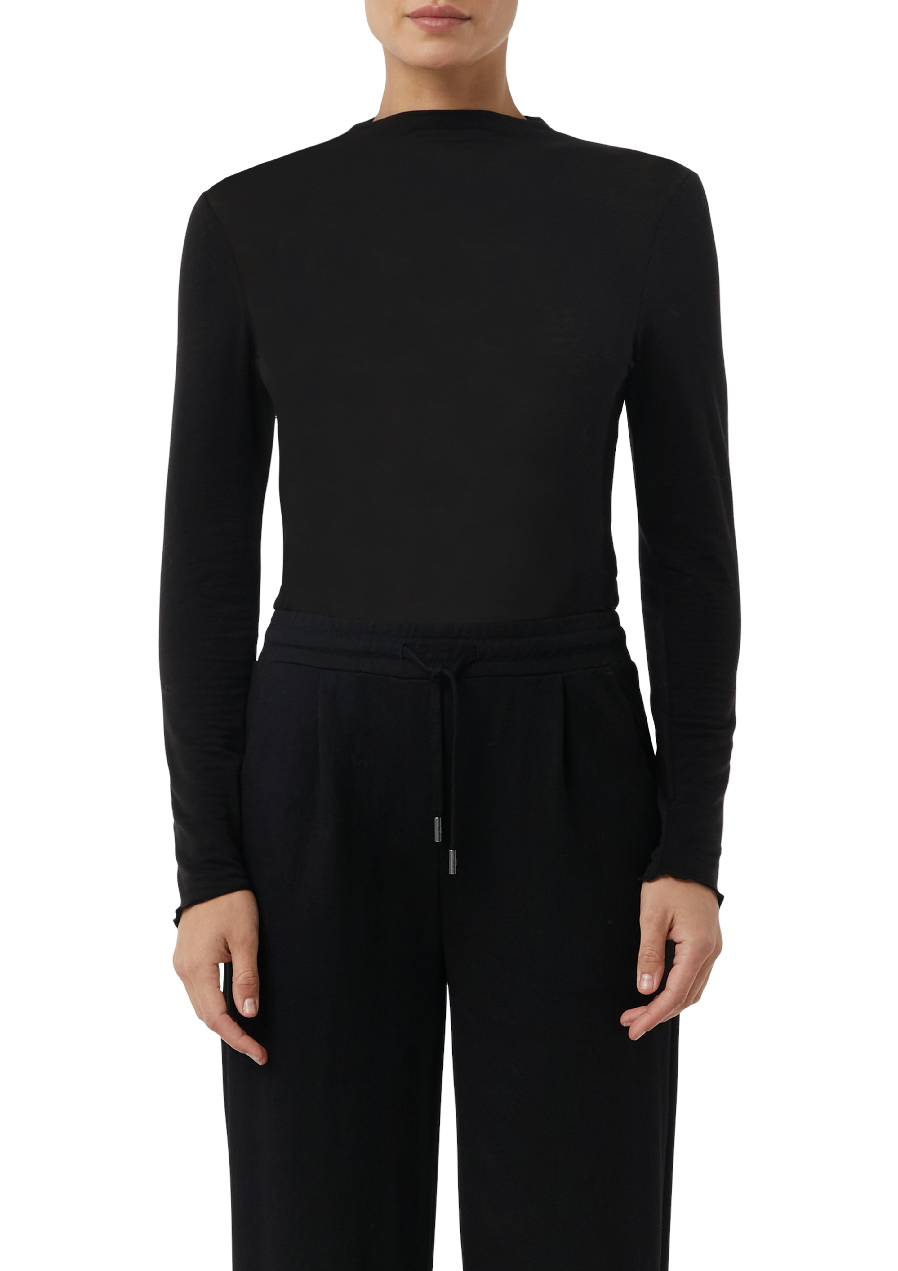 comma casual identity "semitransparente Optik" hoher Rundhalsausschnitt, casual, slim fit, mit Wolle