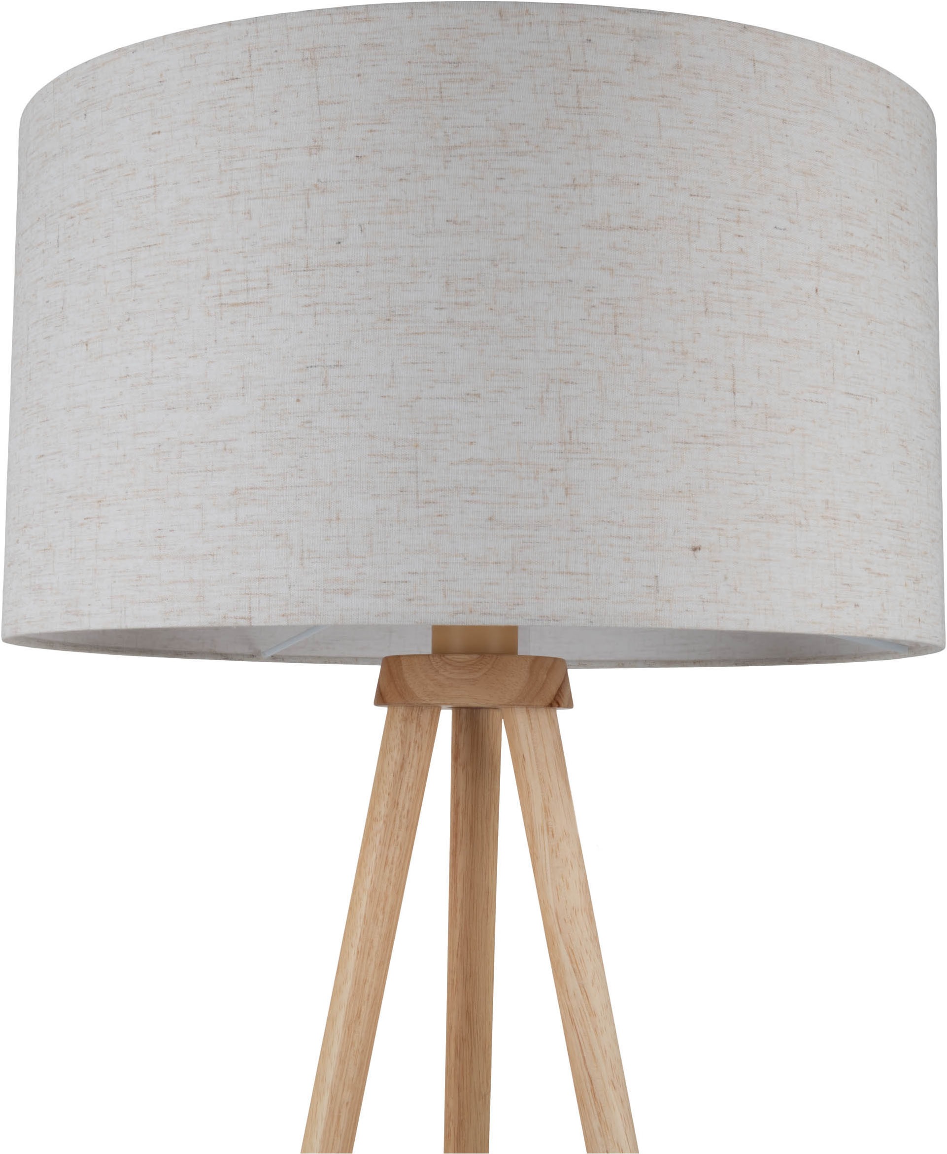 OTTO home Stehlampe »Torell« E27 1 Stk. Schirm mit Leinenbezug, Dreibein Holz, 1x E27 exkl., Zuleitung 300cm