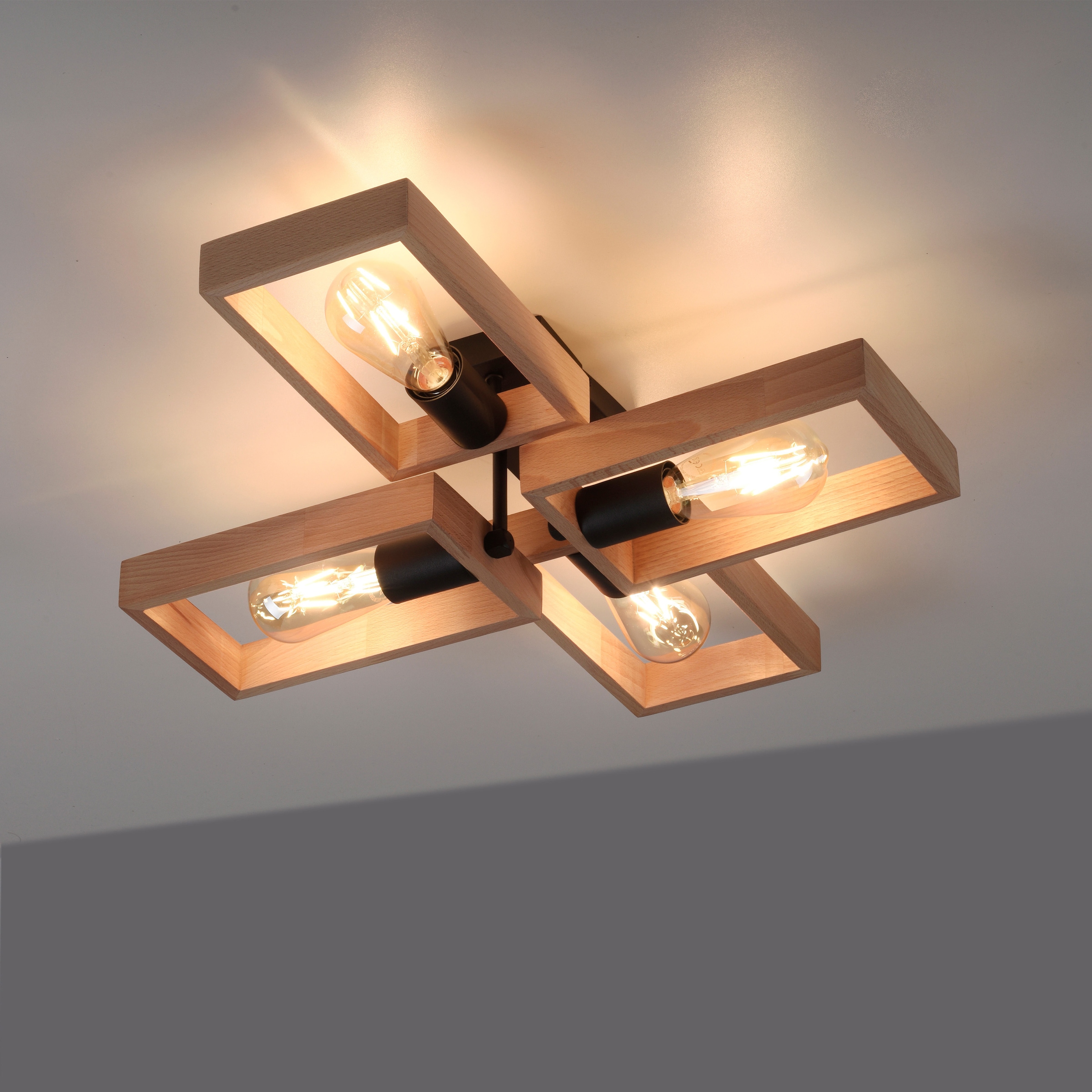 (Akazienholz), BAUR für | Deckenleuchte aus flammig-flammig, E27 »Nohen«, Home Leuchtmittel geeignet affaire 4 Deckenlampe Holz