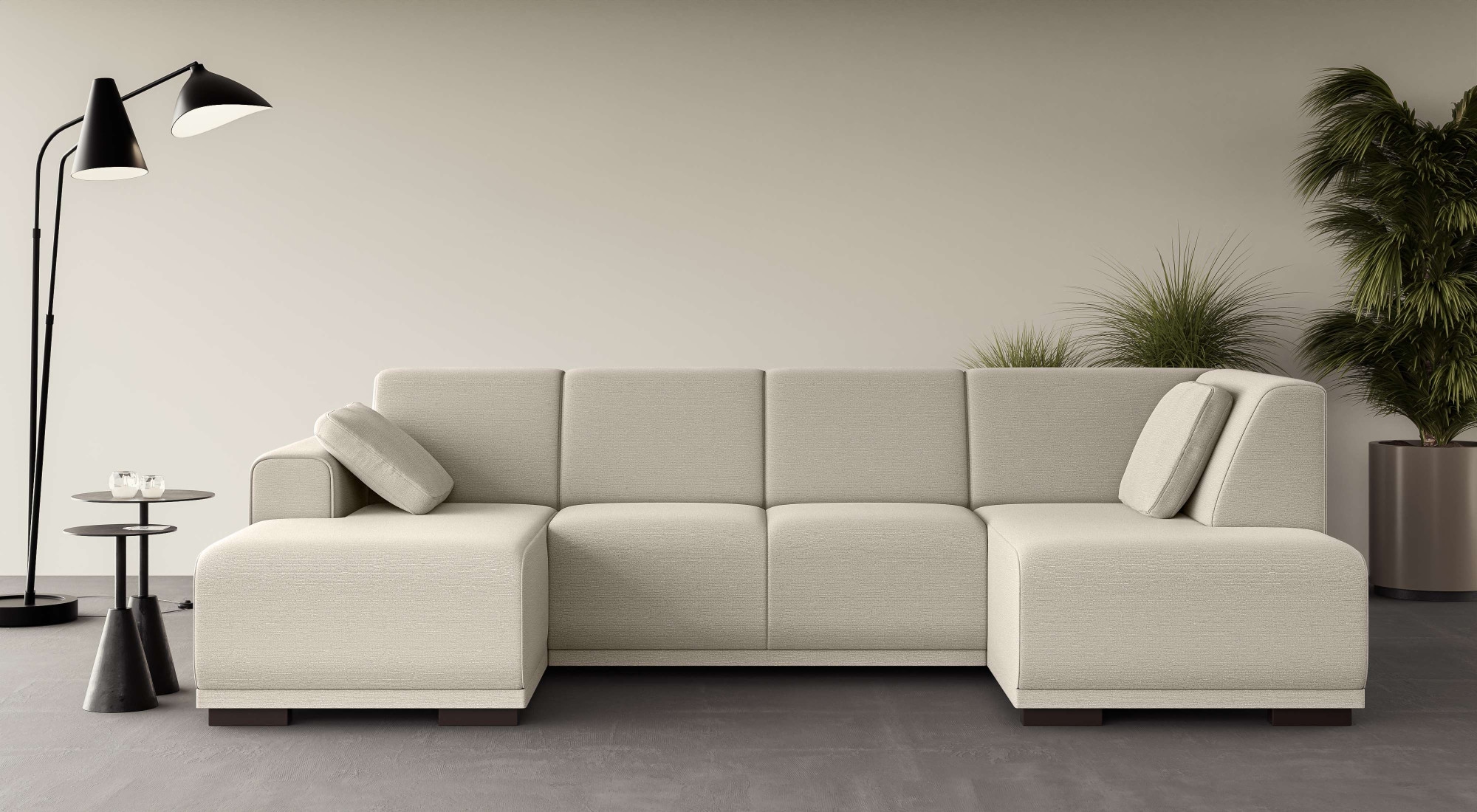 Home affaire Wohnlandschaft »BORNHOLM U-Form mit Recamiere rechts/links, B/T/H: 300/162/85 cm«, U-Form mit Wellenunterfederung, Recamiere rechts oder links bestellbar