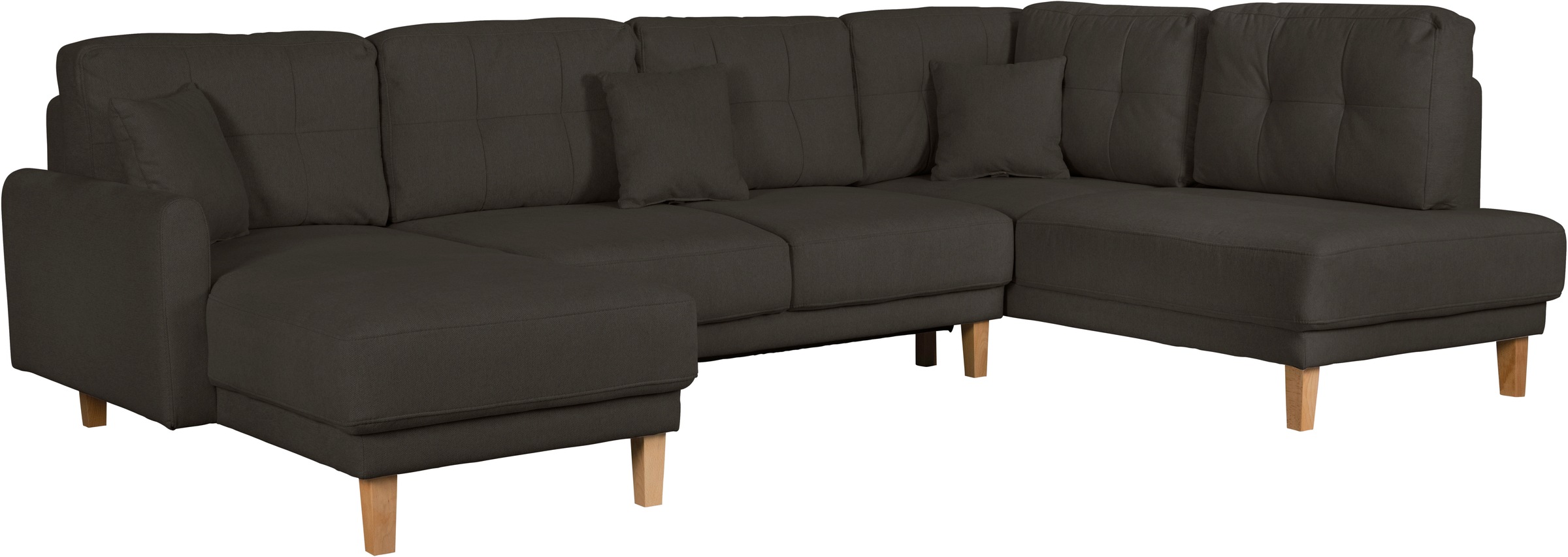 Home affaire Wohnlandschaft »TRIPLO U-Form wahlweise mit Schlaffunktion, B/T/H: 310/192/90 cm«, Schlafsofa, auch mit Bettkasten, Steppung im Rückenkissen