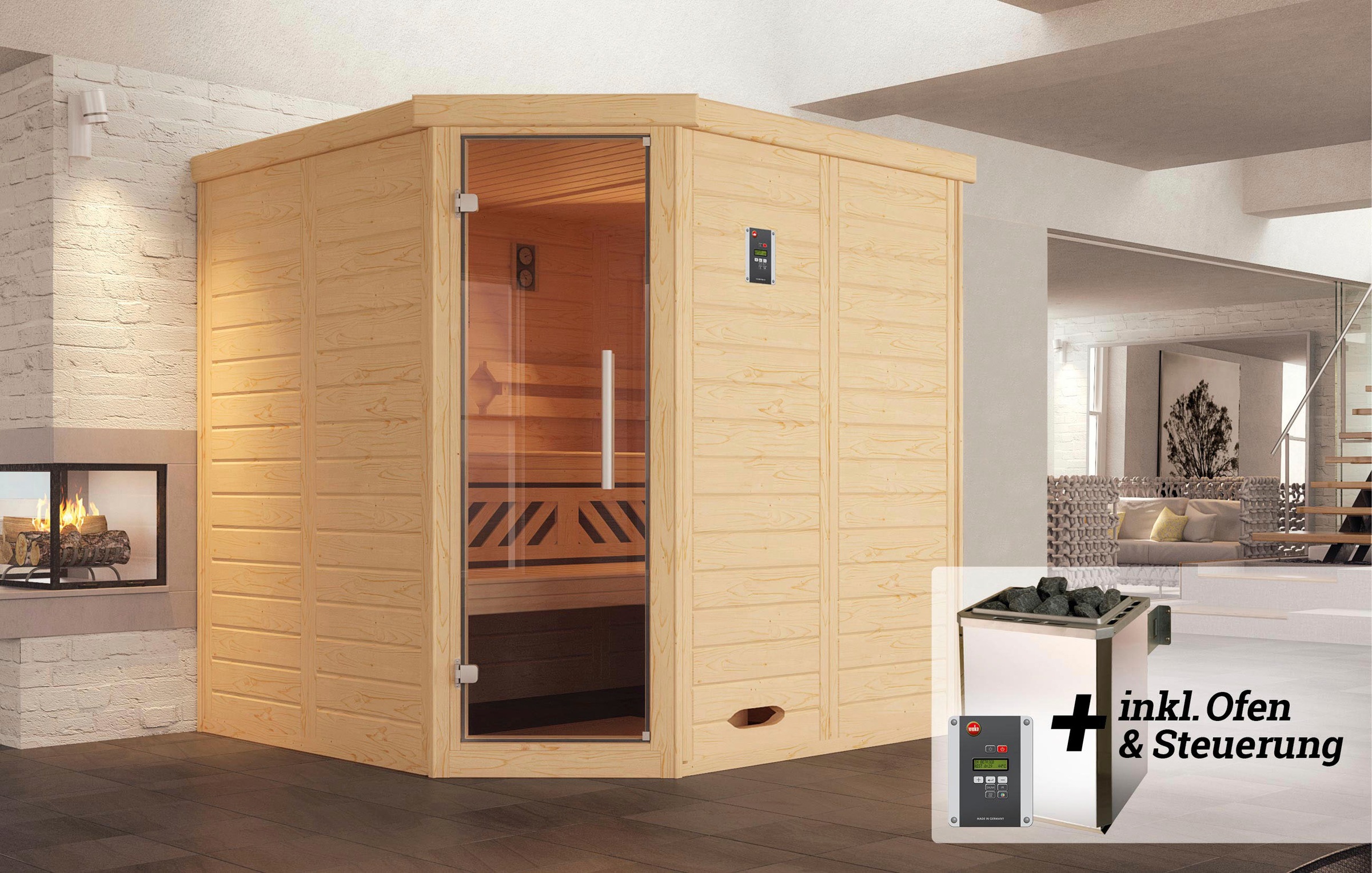 weka Sauna »Kemi«, 7,5 kW-Ofen mit digitaler Steuerung