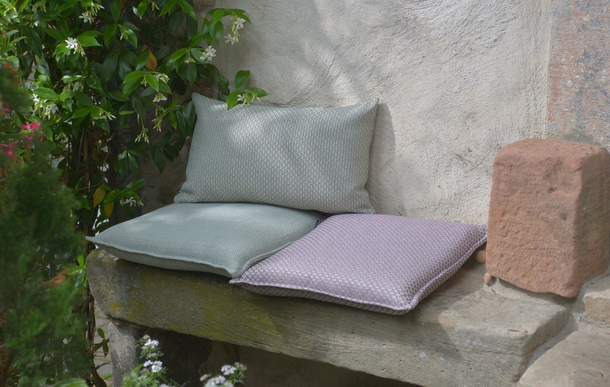 H.O.C.K. Sitzauflage »Linova«, Outdoor Sitzkissen, 40x40x6cm, Stuhlkissen, salbei mint, gemustert