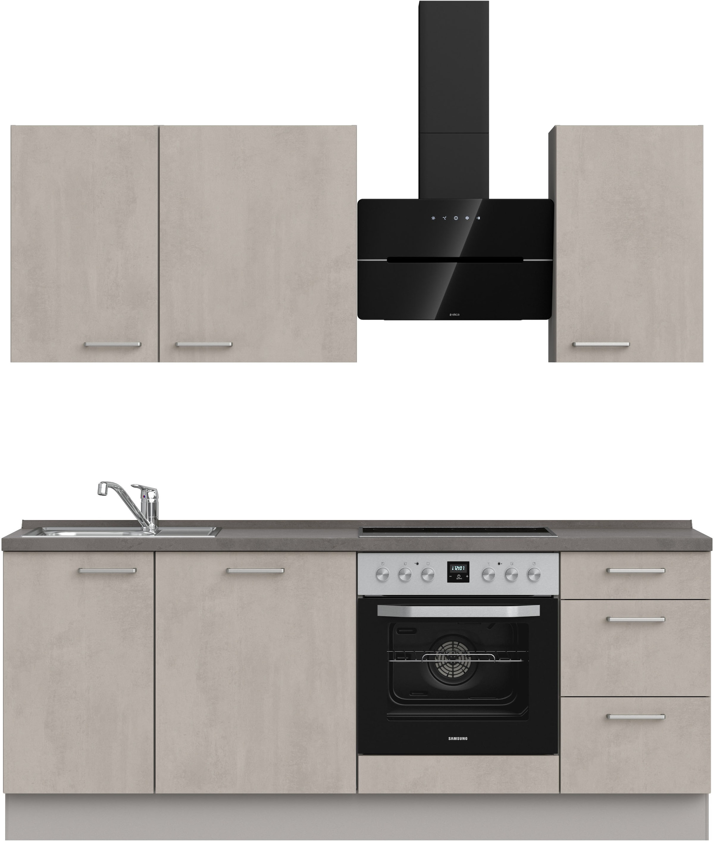 nobilia Küchenzeile ""Riva II", NEU: individuell anpassbar mit gratis Profi-Beratung" vormontiert, Breite 210 cm, Ausrichtung wählbar, wahlw. mit E-Geräten
