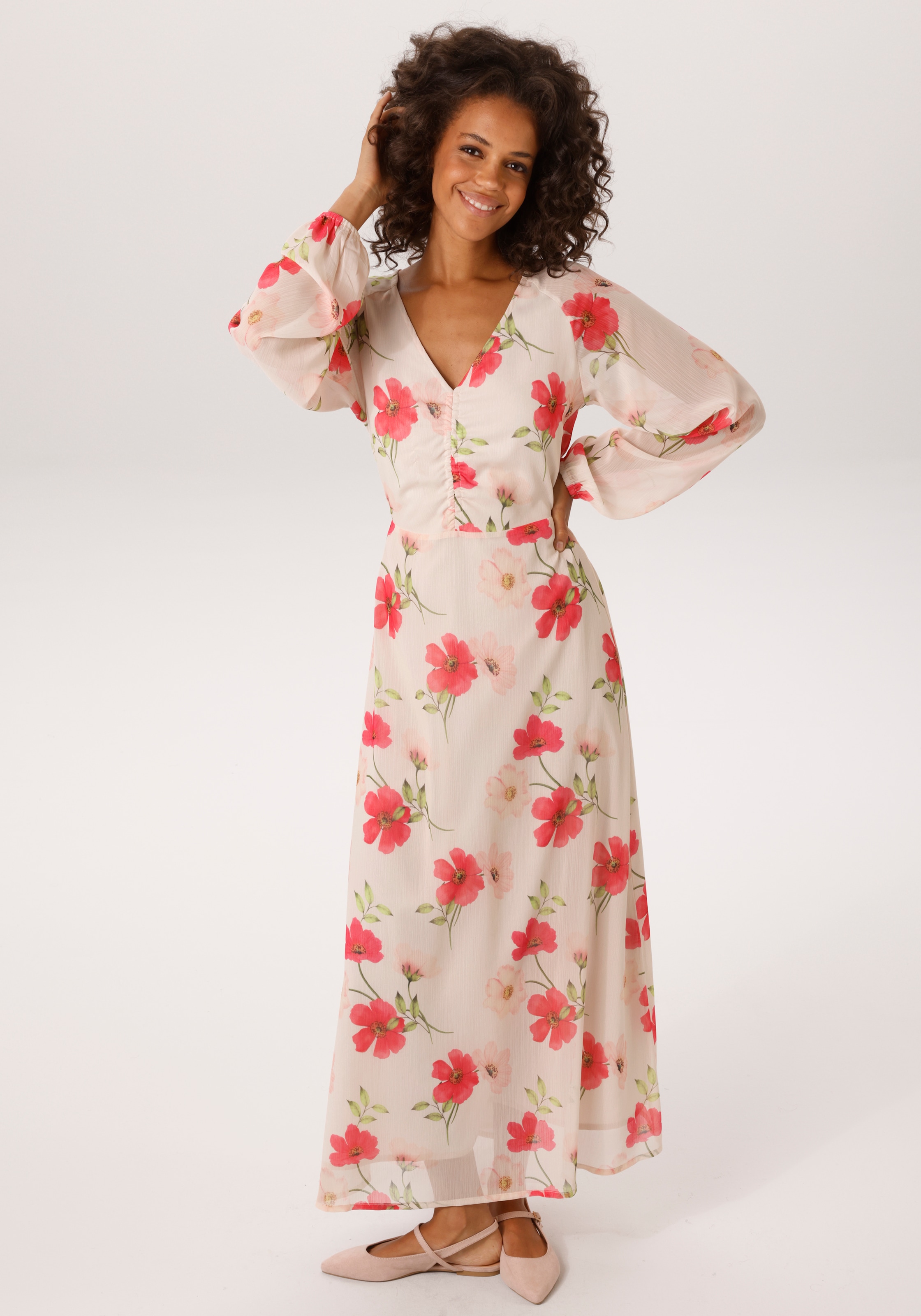 Aniston CASUAL Maxikleid mit farbharmonischen Blumen bedruckt
