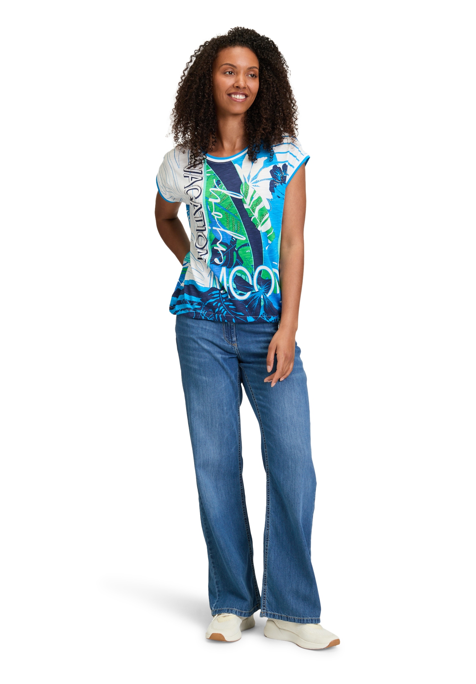 Betty Barclay Kurzarmshirt »Betty Barclay Printshirt mit Tunnelzug«, (1 tlg.), Glitzersteine